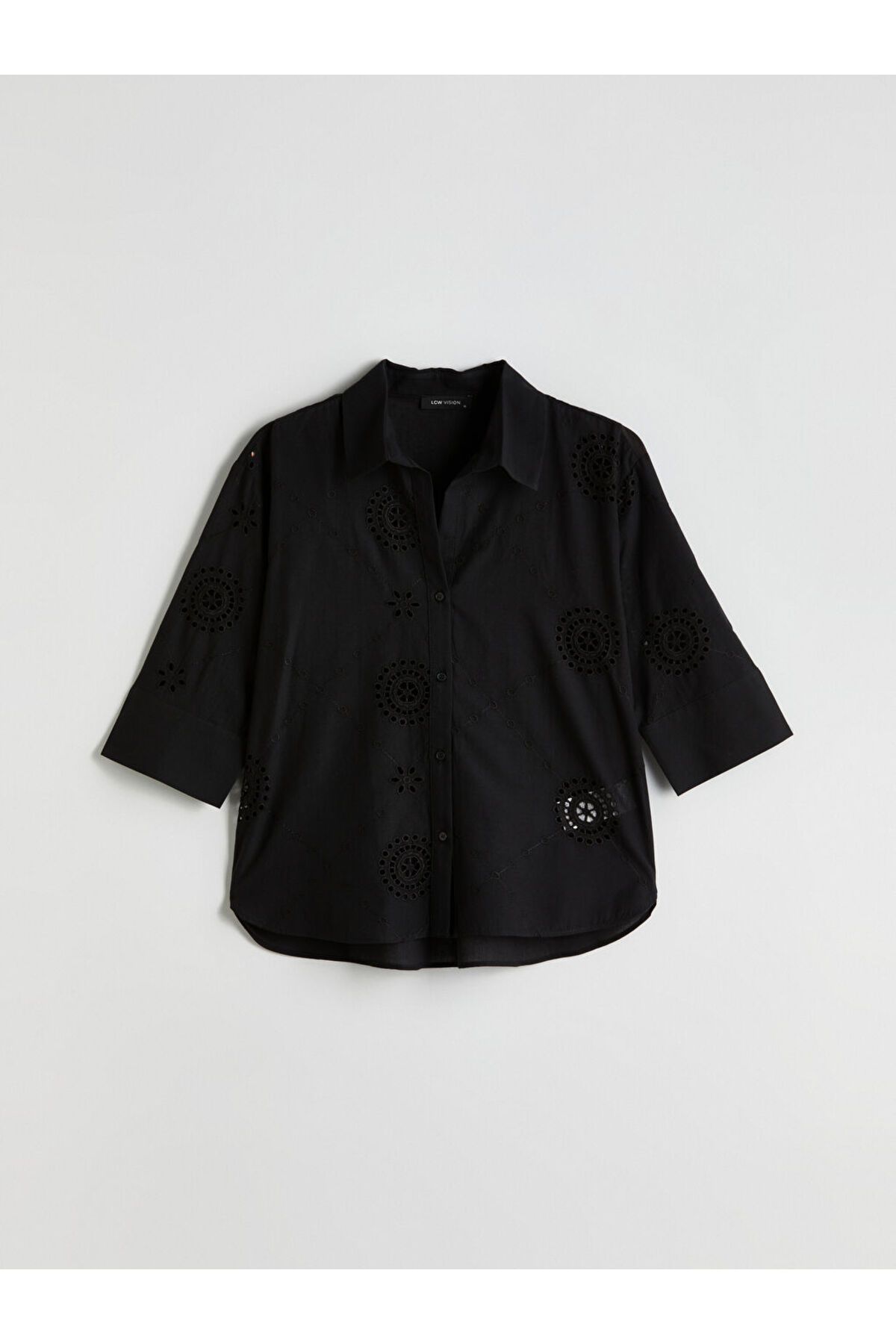 LC Waikiki LCW Vision Siyah Ajurlu Oversize Kadın Gömlek S5MD91Z8NVY25