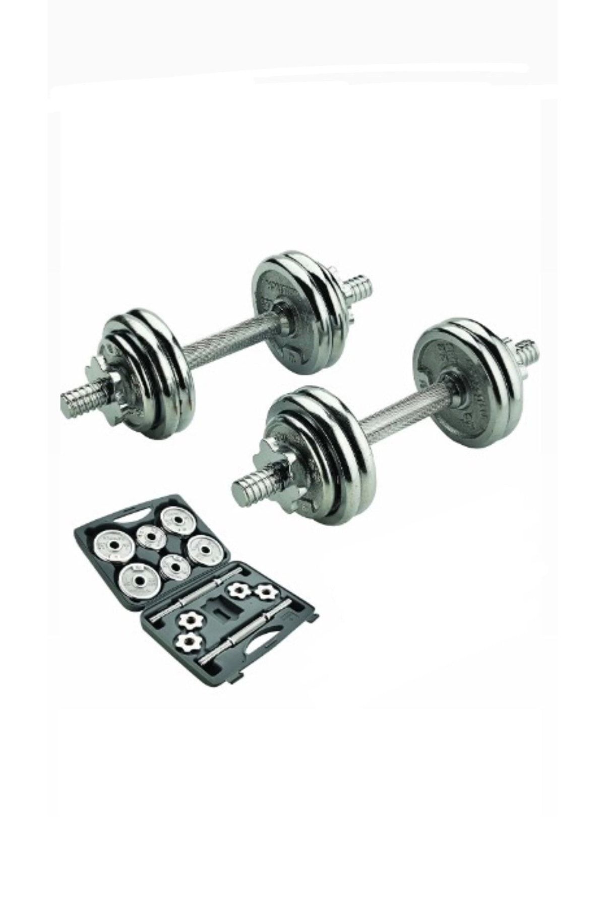 SerenityHaven 15 Kg Krom Dumbell Seti Çantalı Döküm Plaka Dambıl Seti Cks15