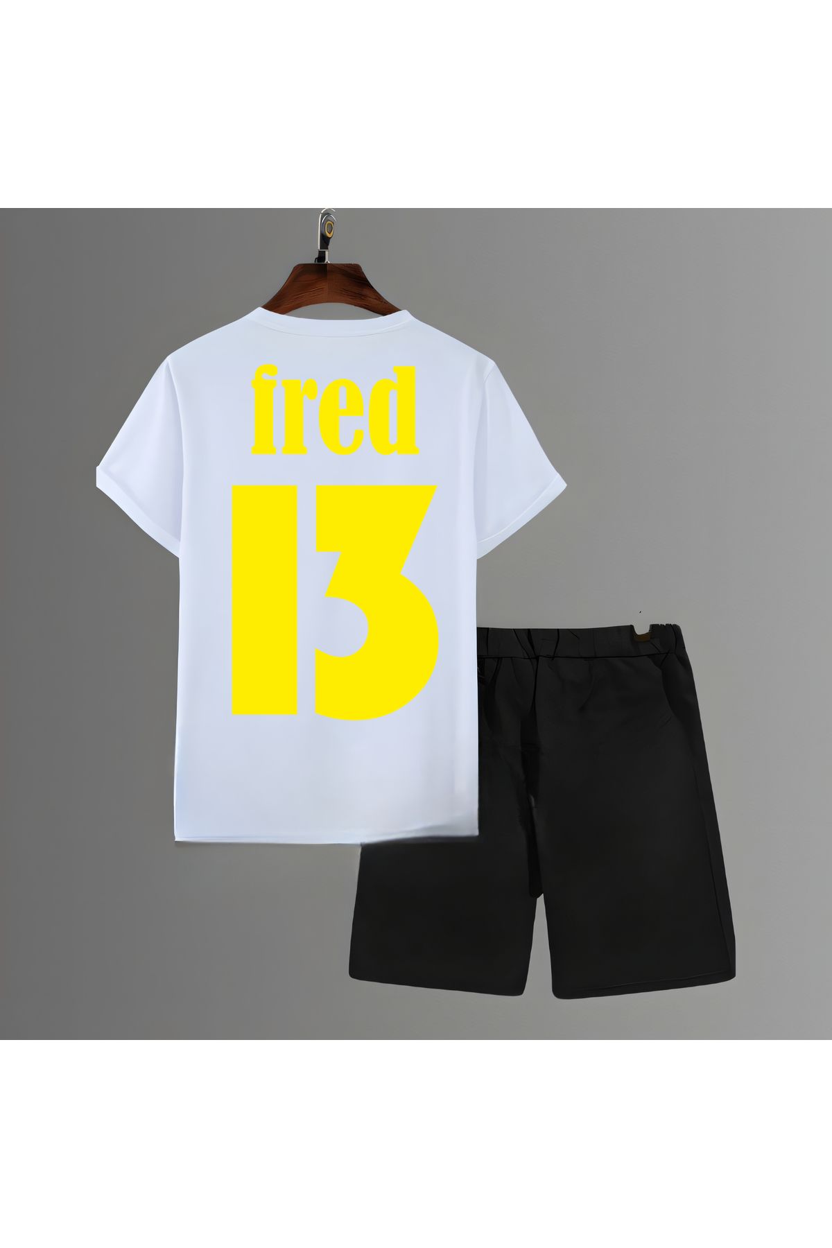 Biy Store Fred sırt forma baskılı unisex kadın erkek kısa kollu tişört t-shirt şort takımı