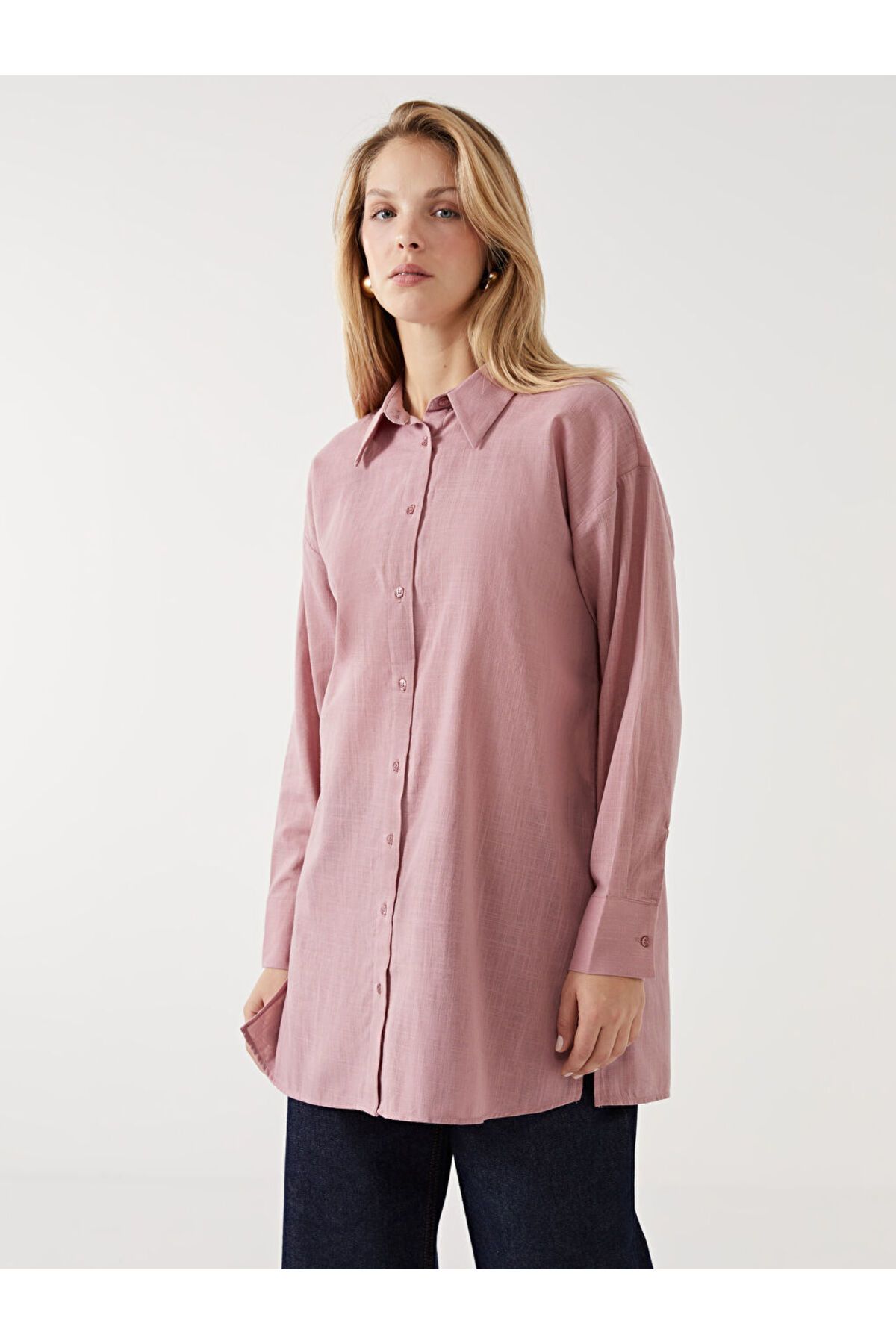 LC Waikiki LCW ECO Pembe Kadın Gömlek Tunik S5KU61Z8NVY25