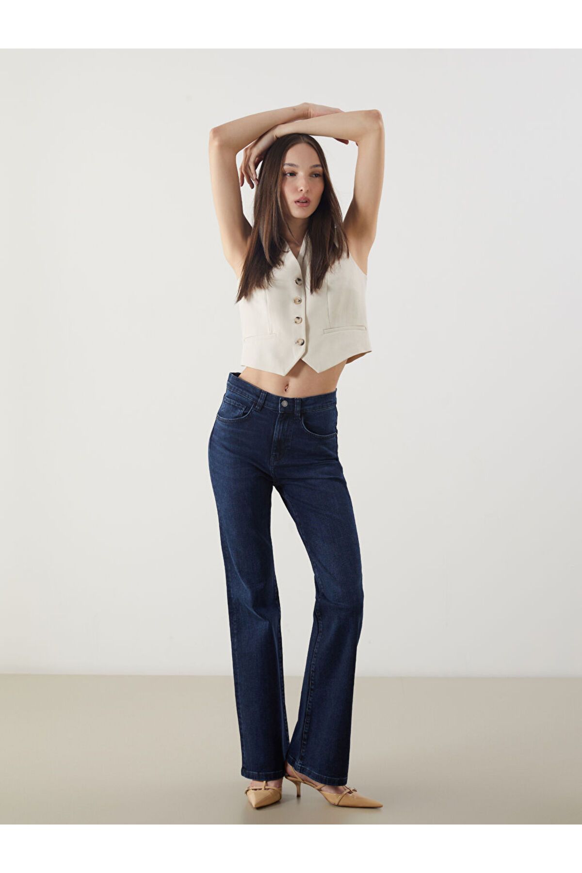 LC Waikiki LCW Jeans Lacivert Flare Kadın Jean Pantolon S5O532Z8NVY25