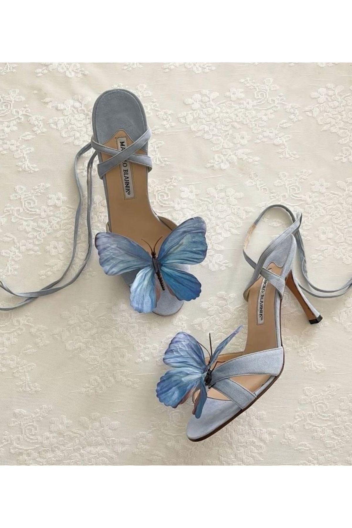 DIERA Mavi Kelebek Ayağı Acıtmayan Moda Ayakkabı Tokası