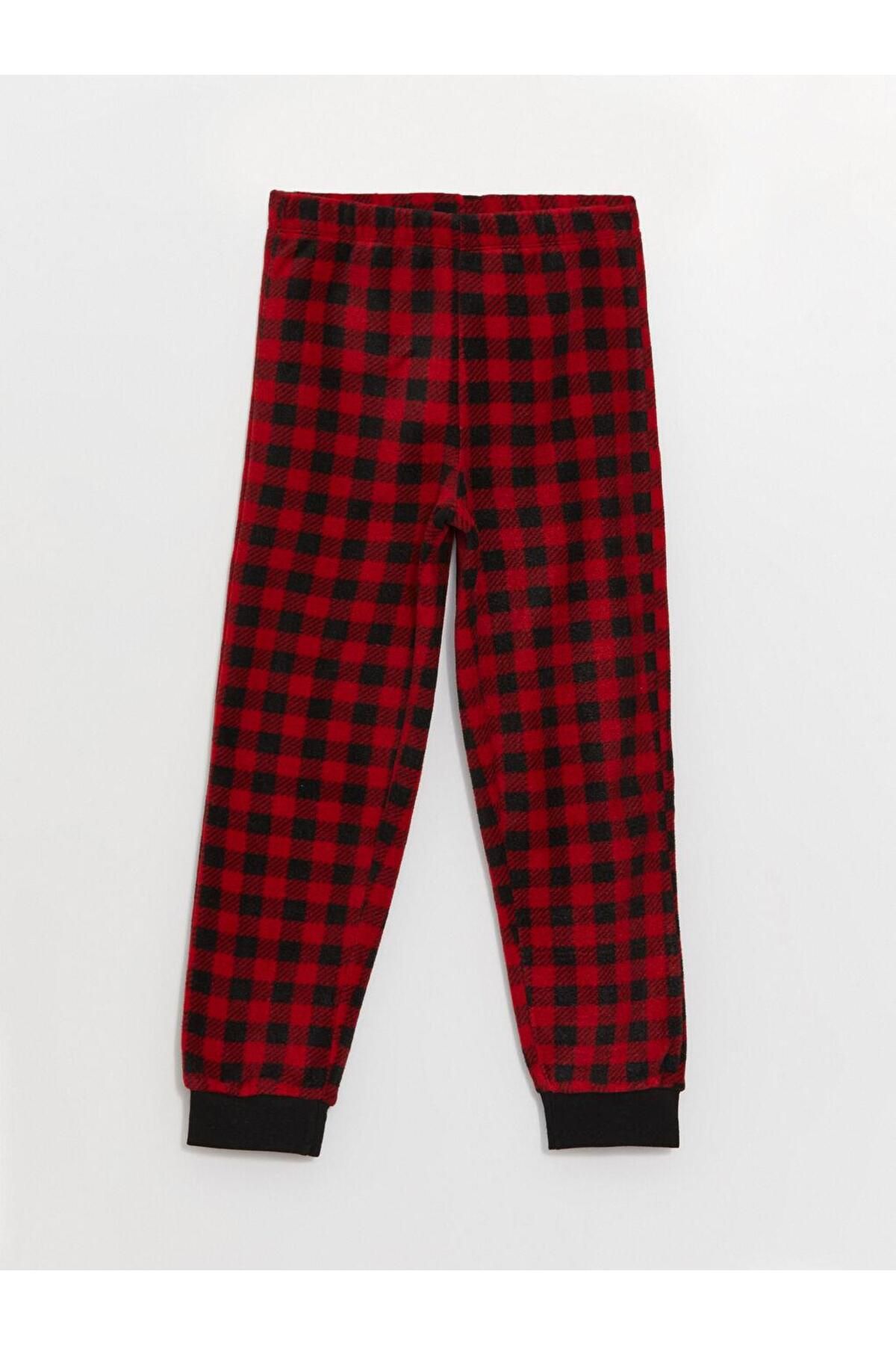 LC Waikiki-Plaid Fleece Boys' Pajama Bottom with Elastic Waist (W3) 1