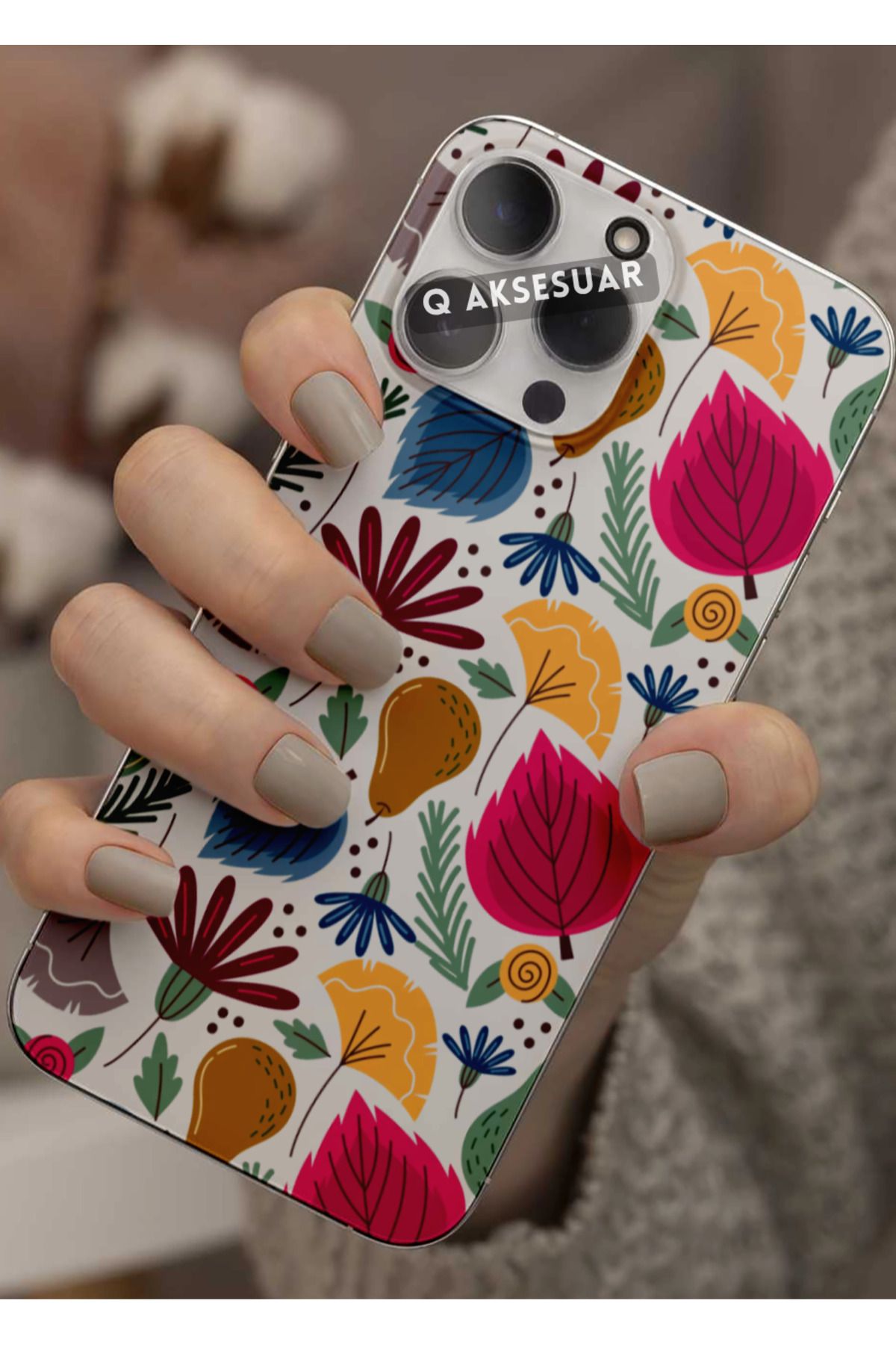 Q Aksesuar Oppo Reno A3 Uyumlu Renkli Şekiller Tasarımlı Şeffaf Telefon Kılıfı Kapak Case