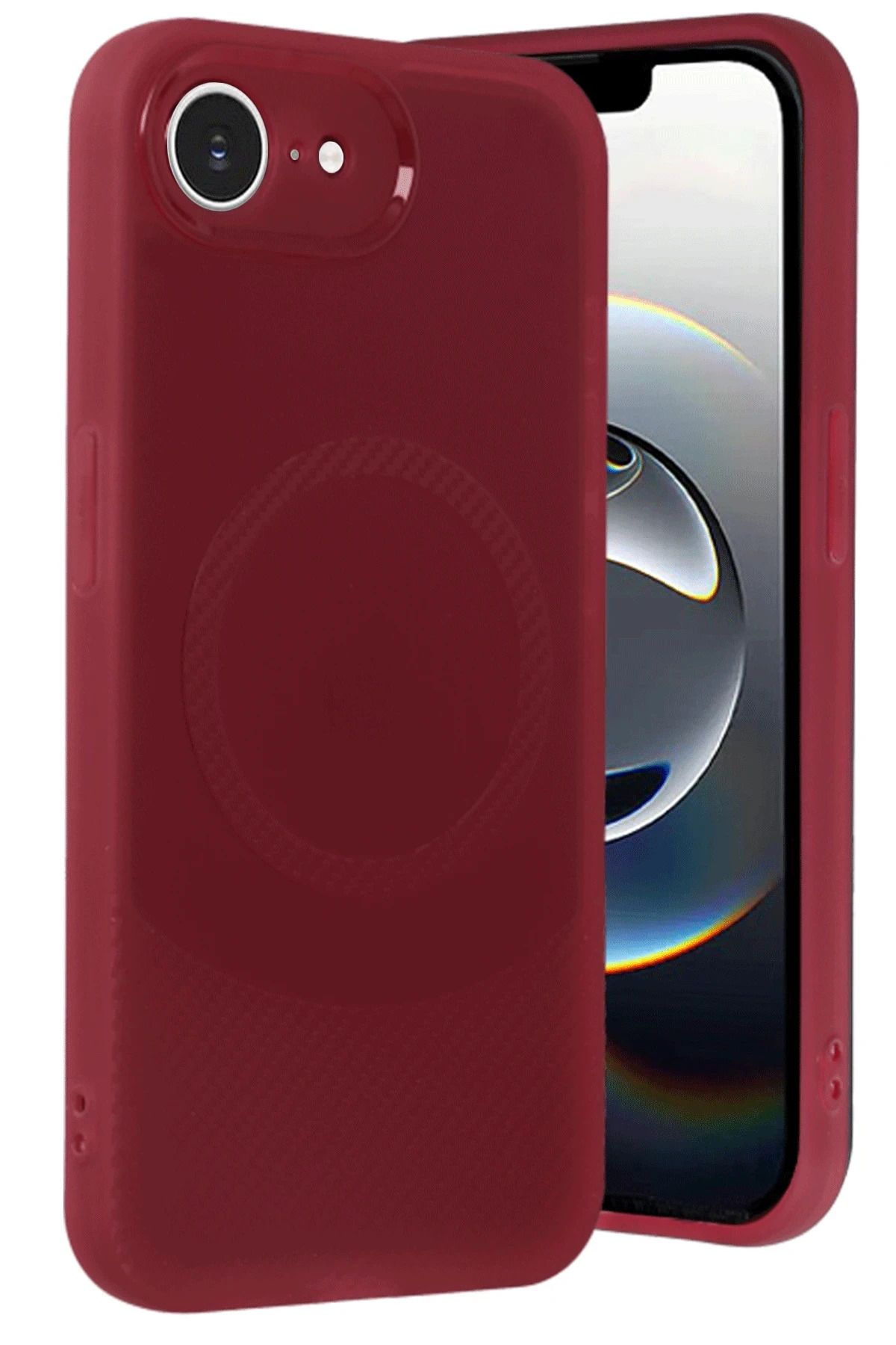 NewFace iPhone 16E Kılıf Maya Karbon Kapak - Bordo MRAYD
