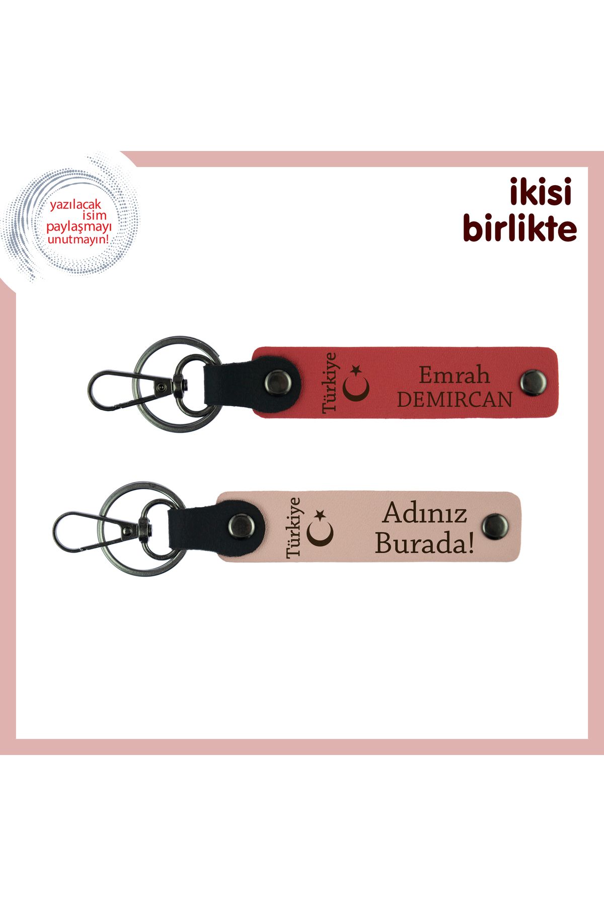 Miaju Amcaya Özgün Hediye – Ayyıldız ve Türkiye Temalı Kişisel Anahtarlık Seti, Nar Çiçeği-Yavru Ağzı