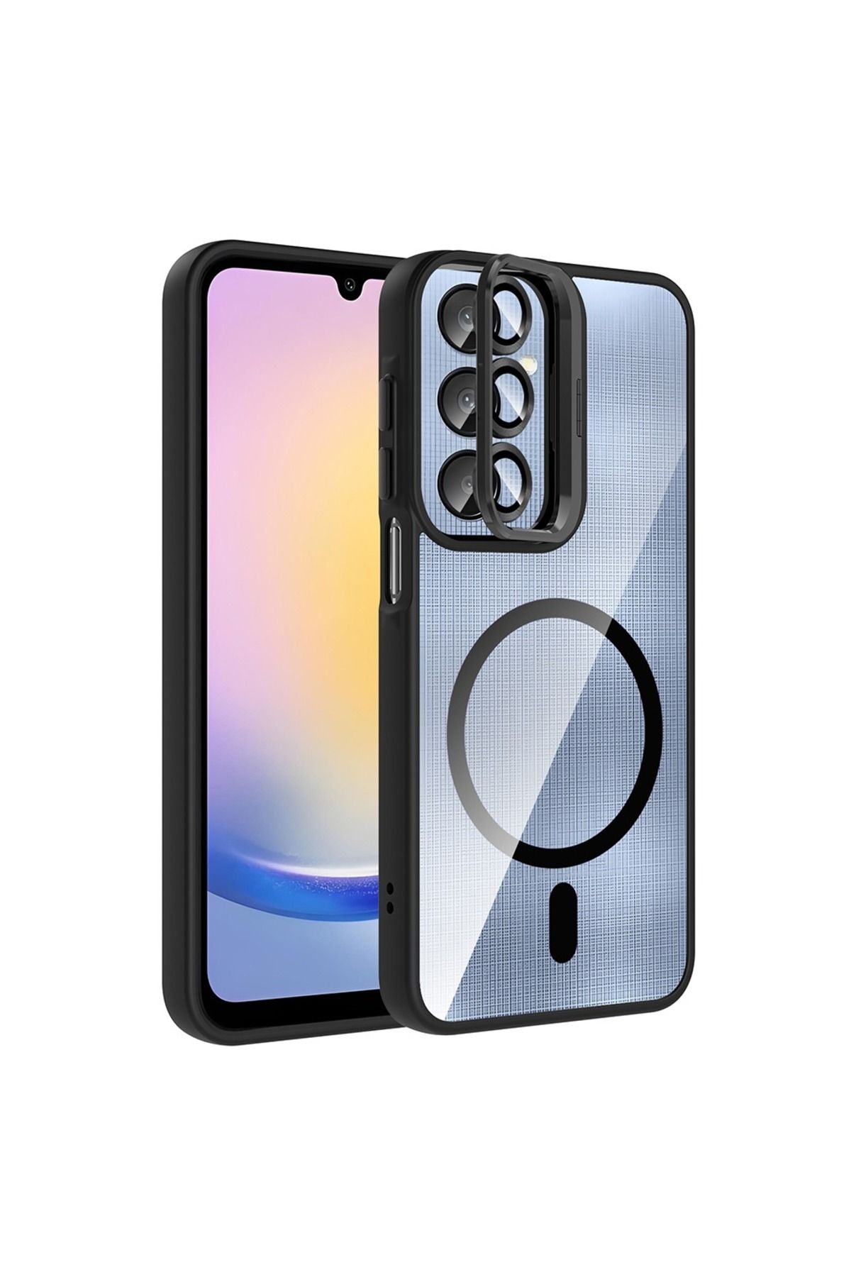 NANOSPACE Samsung Galaxy A36 İle Uyumlu Kılıf Standlı ve Kamera Lens Hediyeli M-Safe Şarj Özellikli Etro Kapak