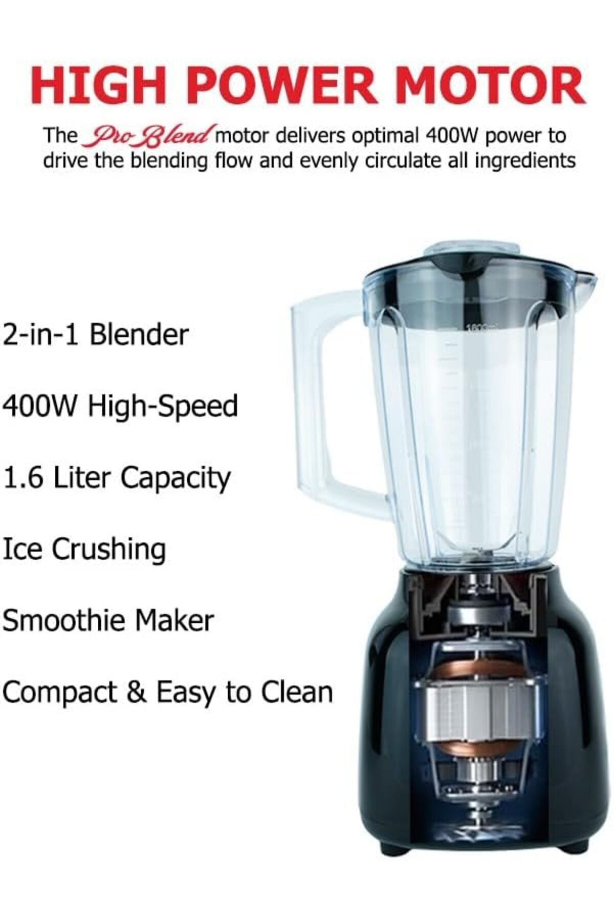 LYNX-2-in-1 Blender from Lynx, 400W, 1.6L Electric High-Speed Juice and Shake Blender 5