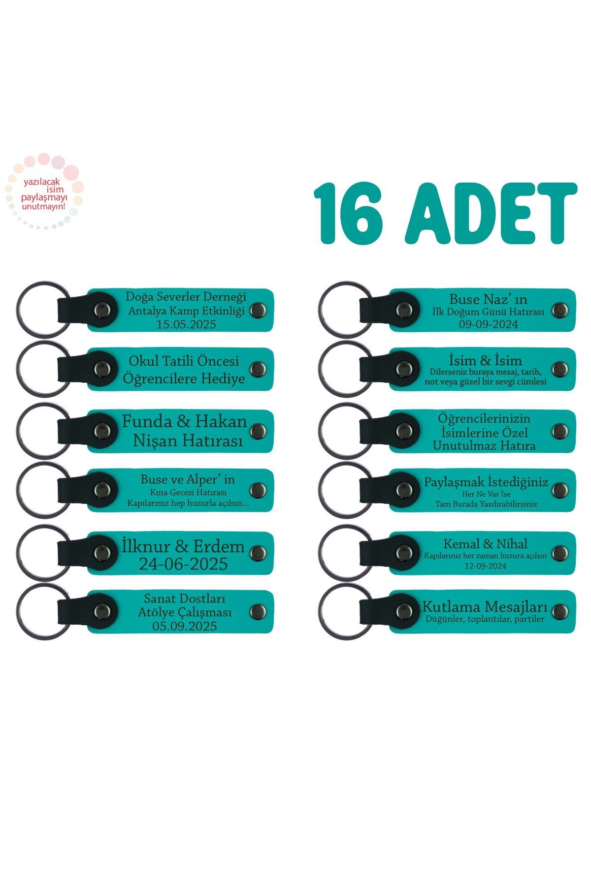 Miaju-Message to Students from Teacher Carne Memory Keychain Set of 16, for the Whole Class, Dark Turquoise 1