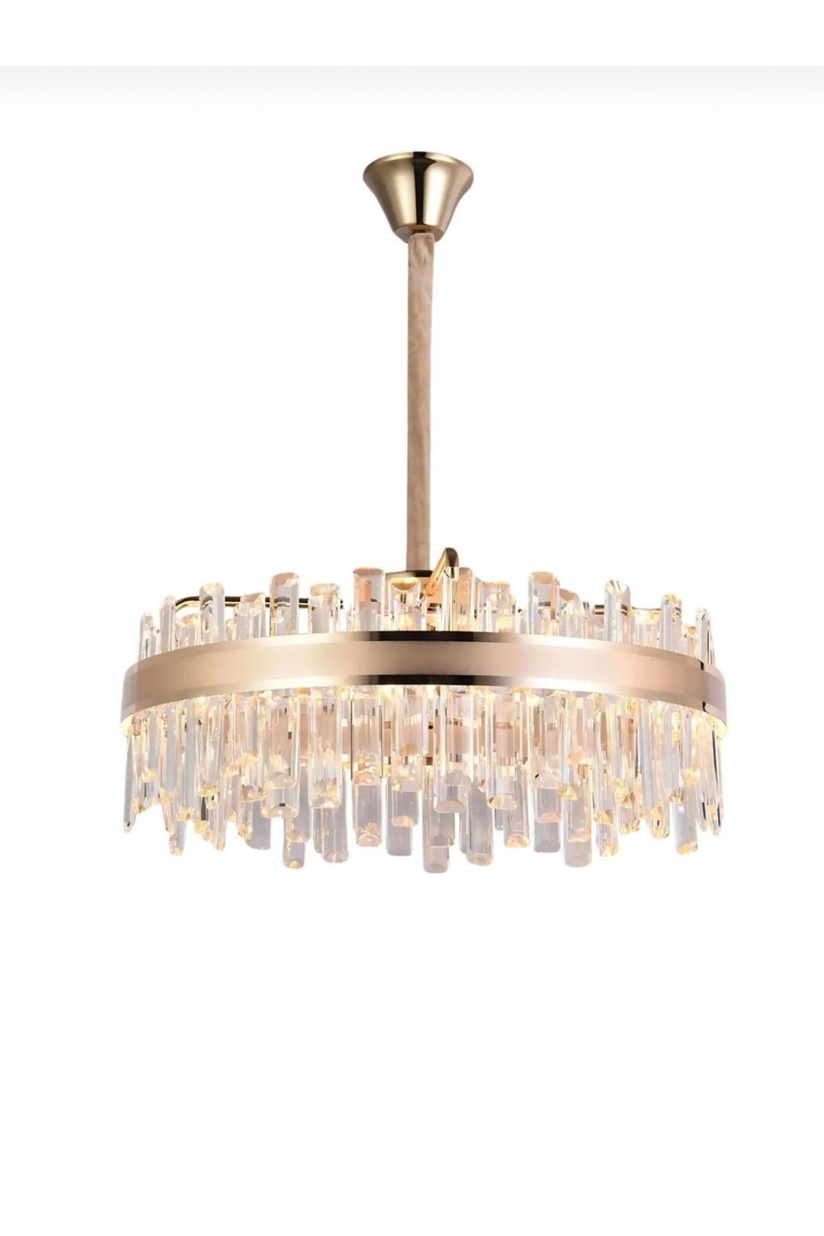 burenze Luxury Modern Tasarım Kristal Taşlı Led Avize Crystal Ledli Gold Sarı 60 Cm