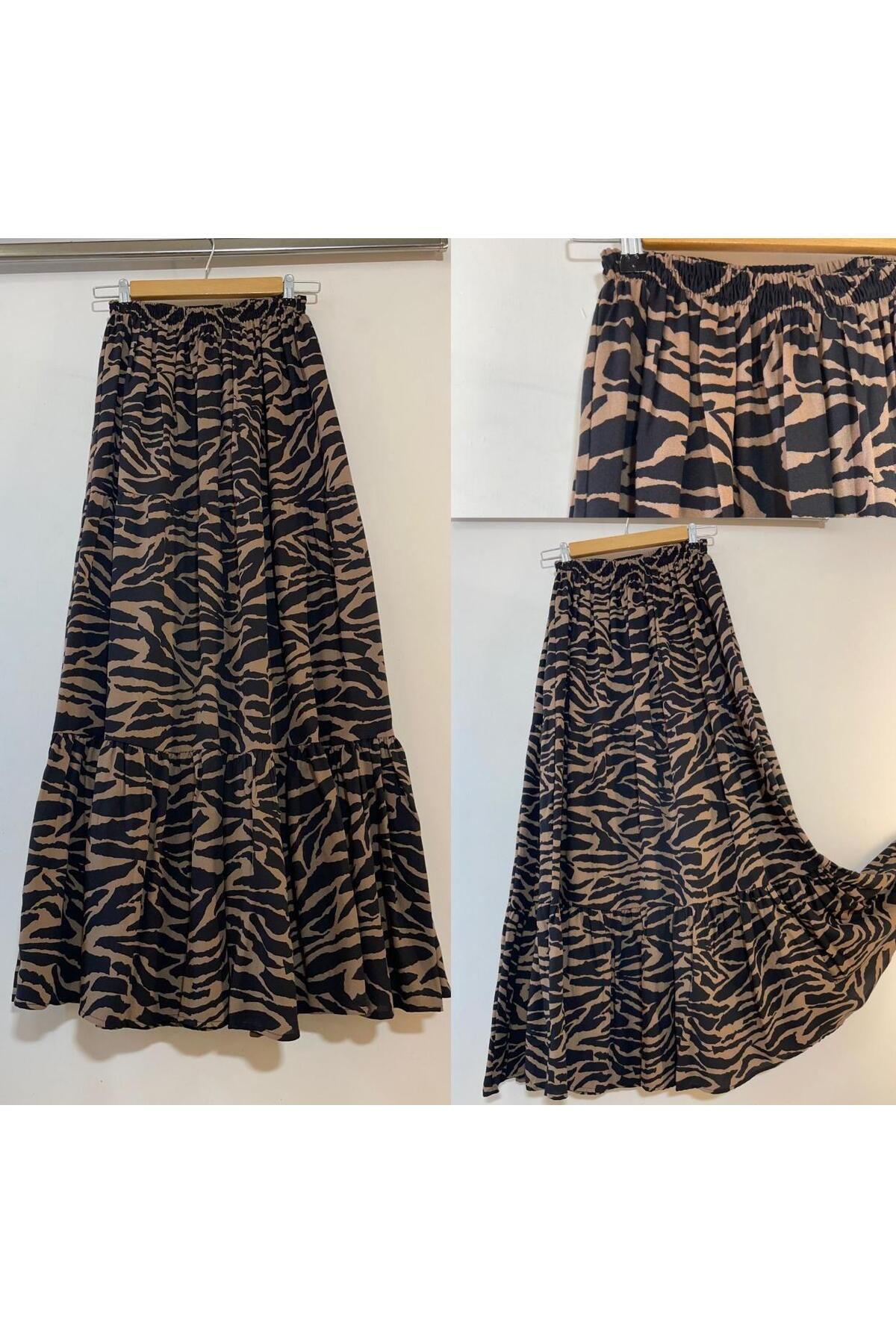 MODA Leopar Desenli Viskon Etek