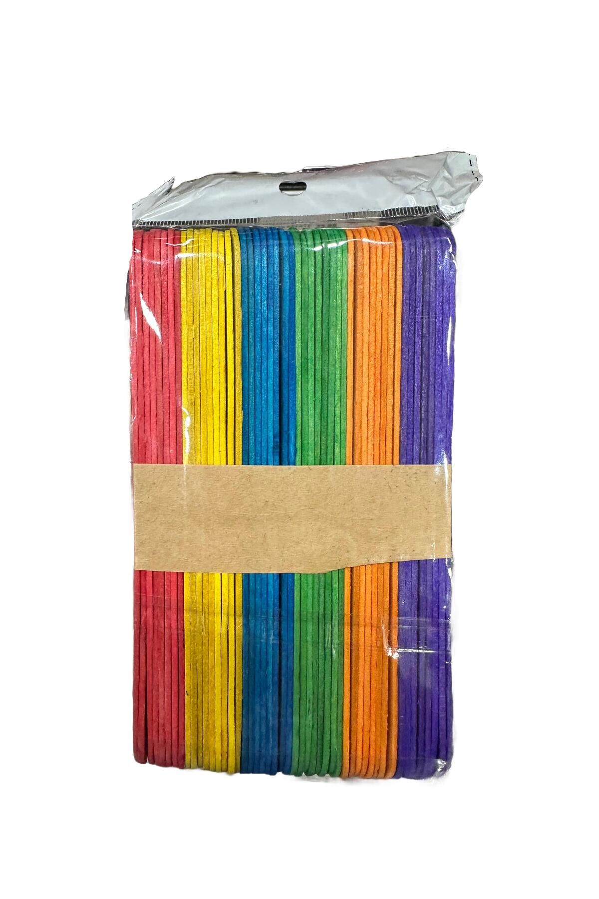 omeyva Renkli Dil Çubuğu Ahşap Maket Çubukları 2 x 15 Cm. - 48 Adetlik Paket