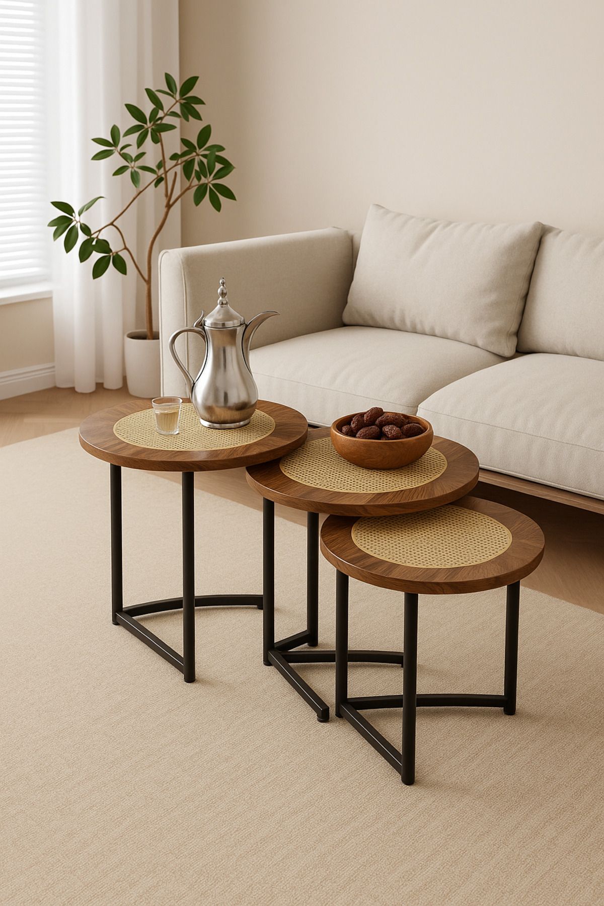 Un-Set of 3 coffee tables with a luxurious design and a natural touch that fits every corner 2