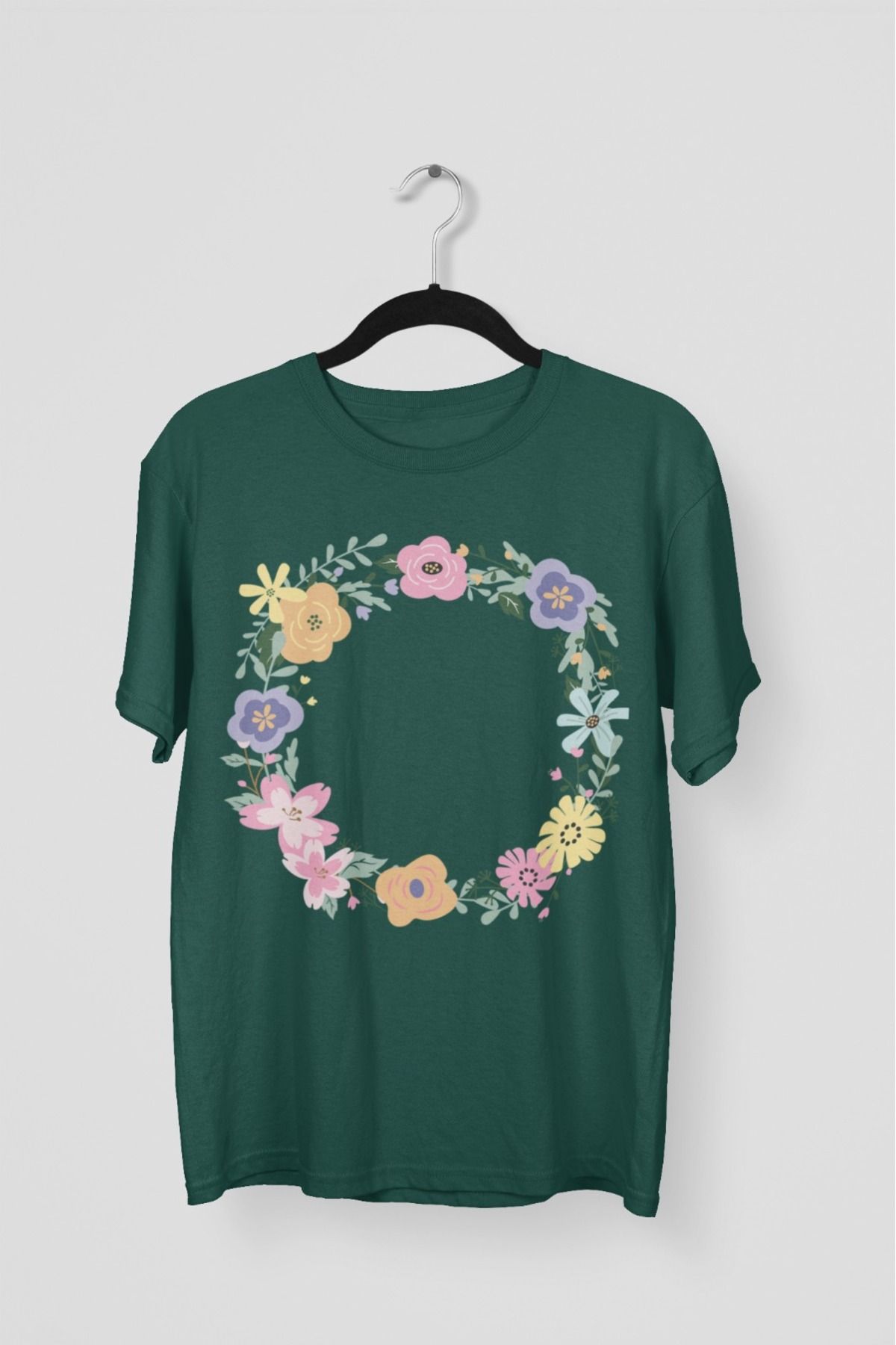 Butik ERKEK/KADIN -ÇİÇEK- TRANSFER BASKILI YUVARLAK YAKA KISA KOL TİŞÖRT