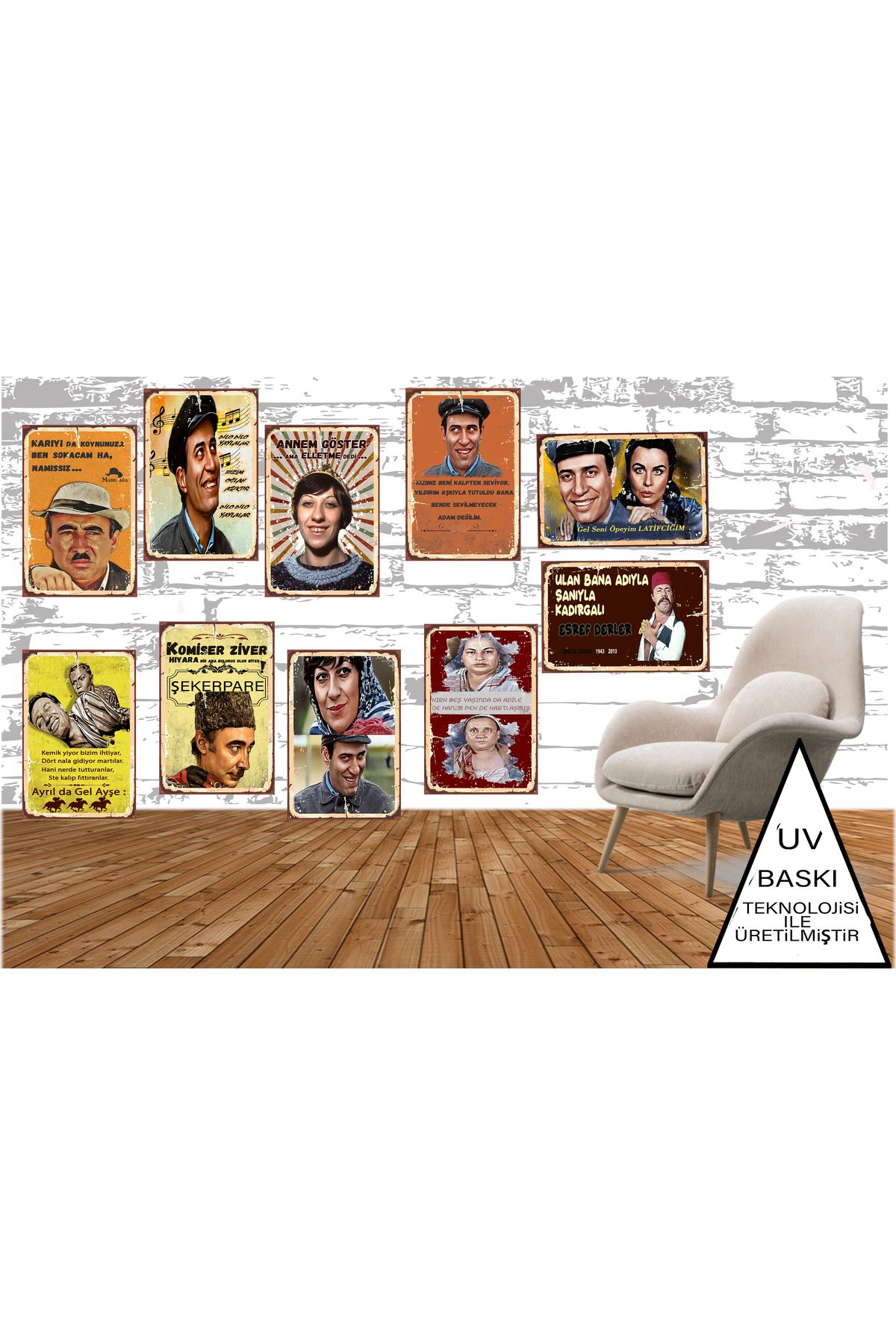 hazalshop Yeşilçam Klasikler Şener Şen Kemal Sunal Ayşen Gruda Temalı 10 Adet 20 x 30 CM MDF Duvar Tablosu