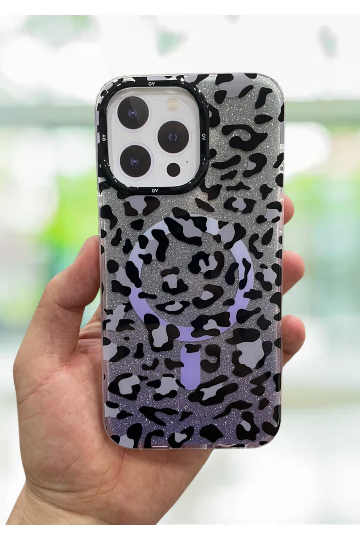 NEXE İPHONE 15 PRO MAX KILIF LEOPAR DESEN RENKLİ MAGSAFE ŞARJ DESTEKLİ LÜX PREMİUM KAPAK
