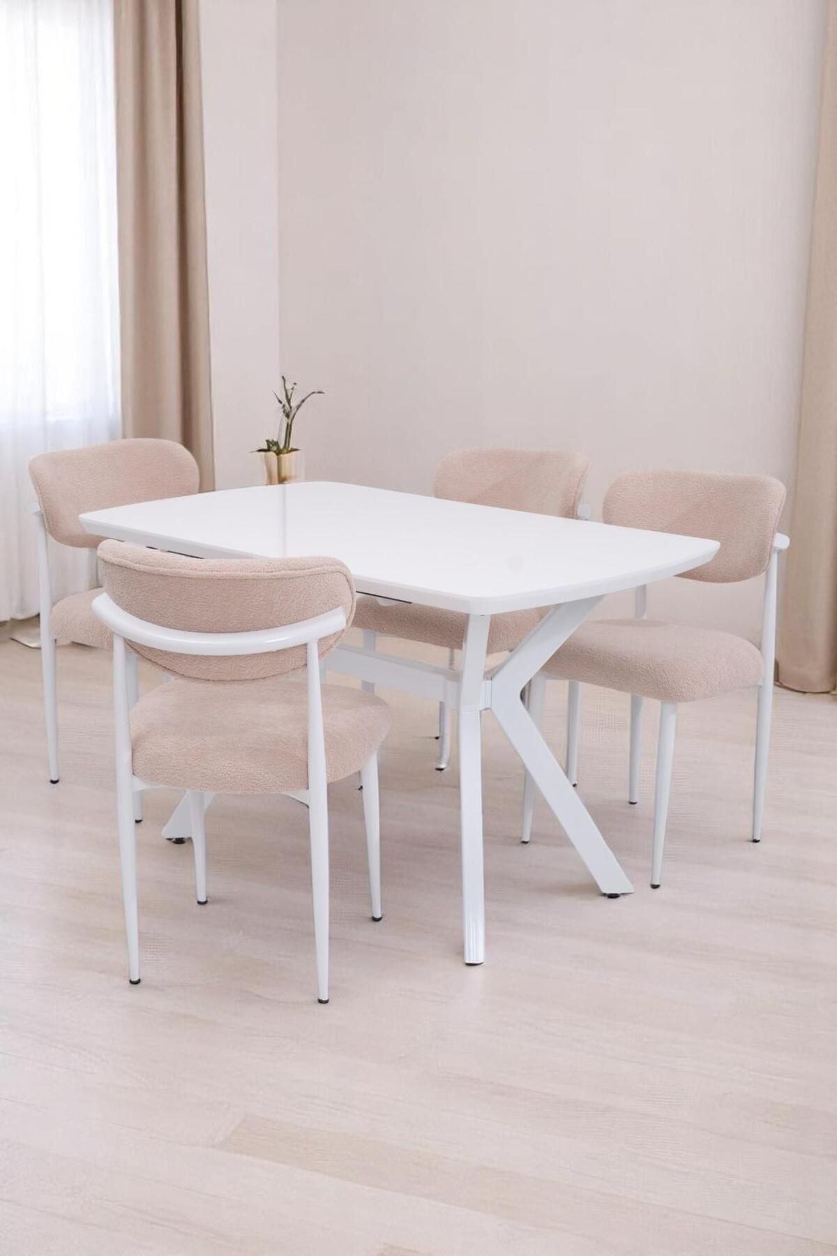 Erezogulları Mobilya Venedik Polo MDF Lak Panel Açılır Mutfak Masa Sandalye Takımı 80*130cm