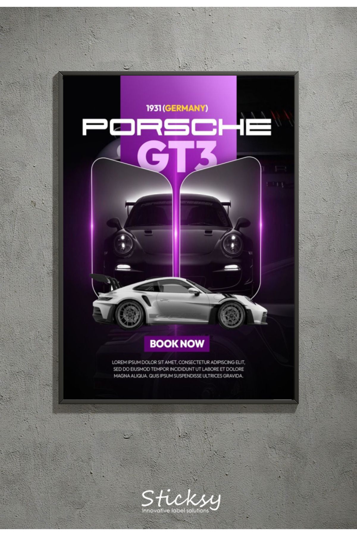 Sticksy Porsche GT3 Duvar Posteri , Kalın Kağıt - Araba Posterleri Çerçevesiz
