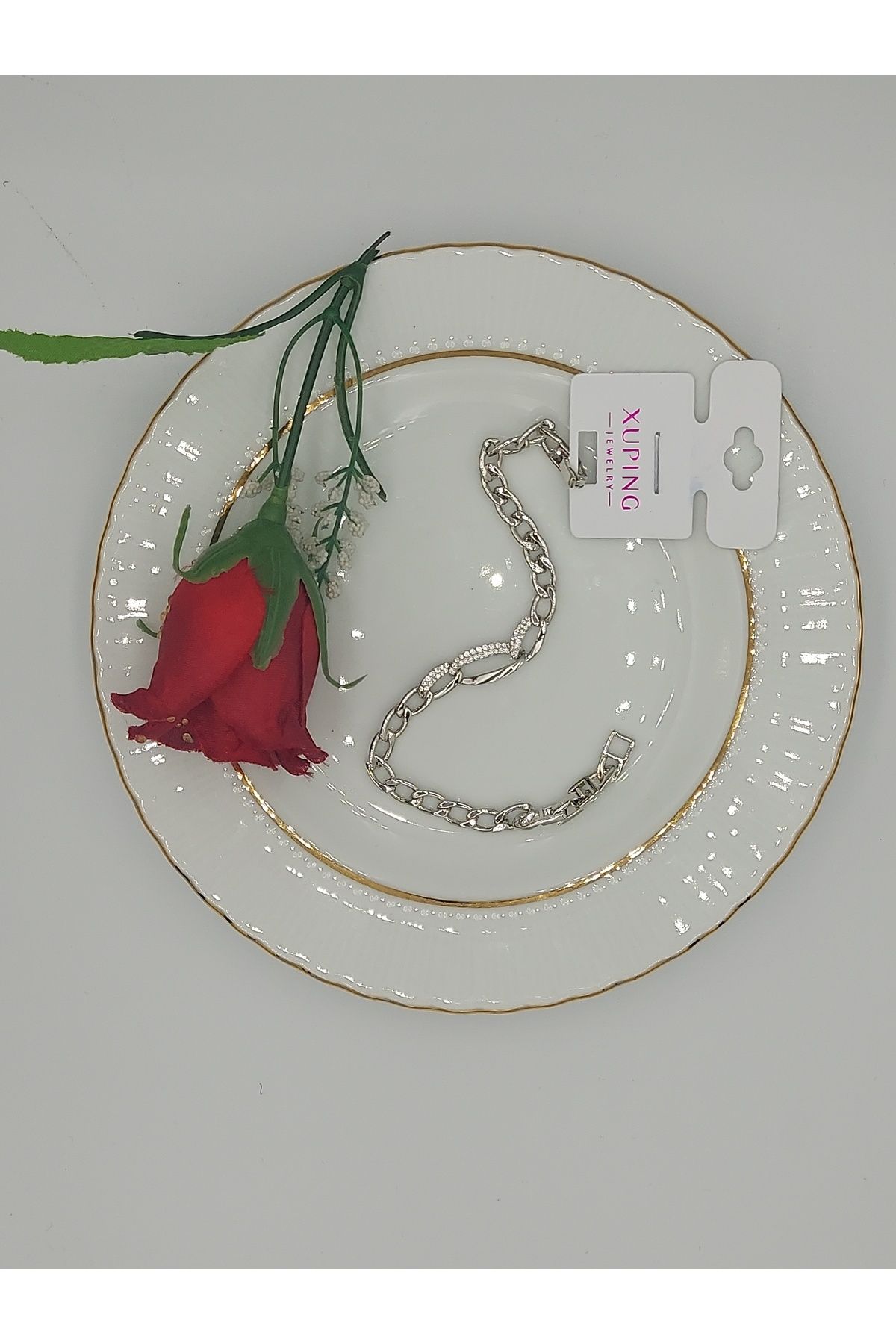 XUPING JEWELRY Xupıng Gümüş Renk Çelik Bileklik