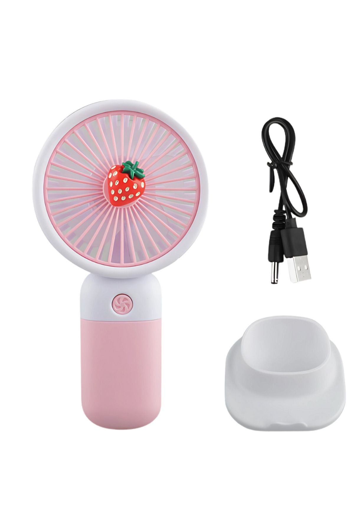 Go İthalat Şarjlı Mini El Fanı Telefonluklu 7.5cm USB Taşınabilir Masa Üstü Ayaklı Telefonluklu Fan Vantilatör