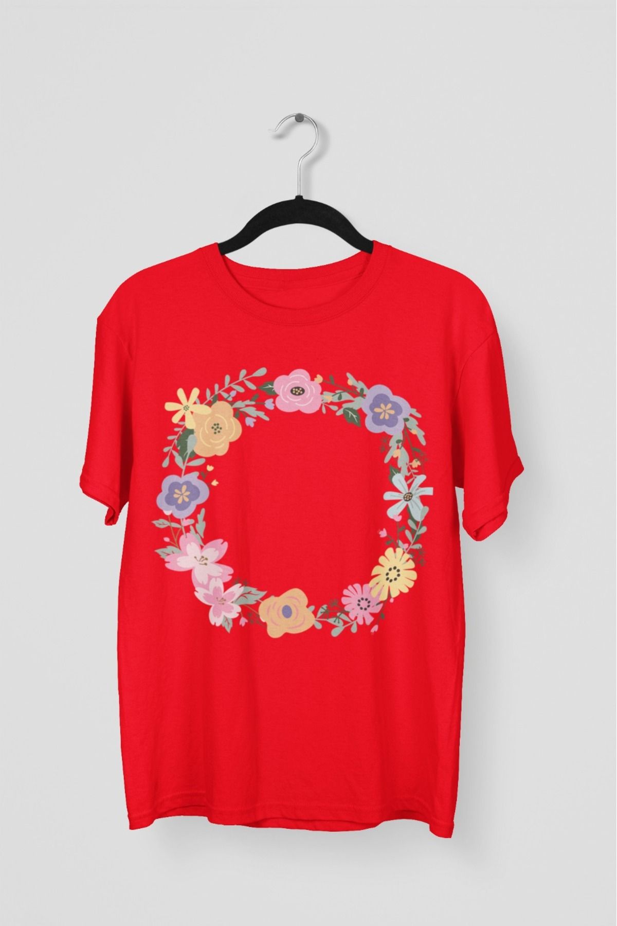 Butik ERKEK/KADIN -ÇİÇEK- TRANSFER BASKILI YUVARLAK YAKA KISA KOL TİŞÖRT