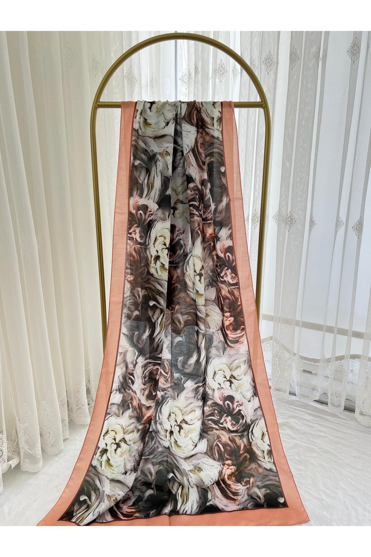 Shawl Passion Gül Desen Pamuk Şal Kiremit
