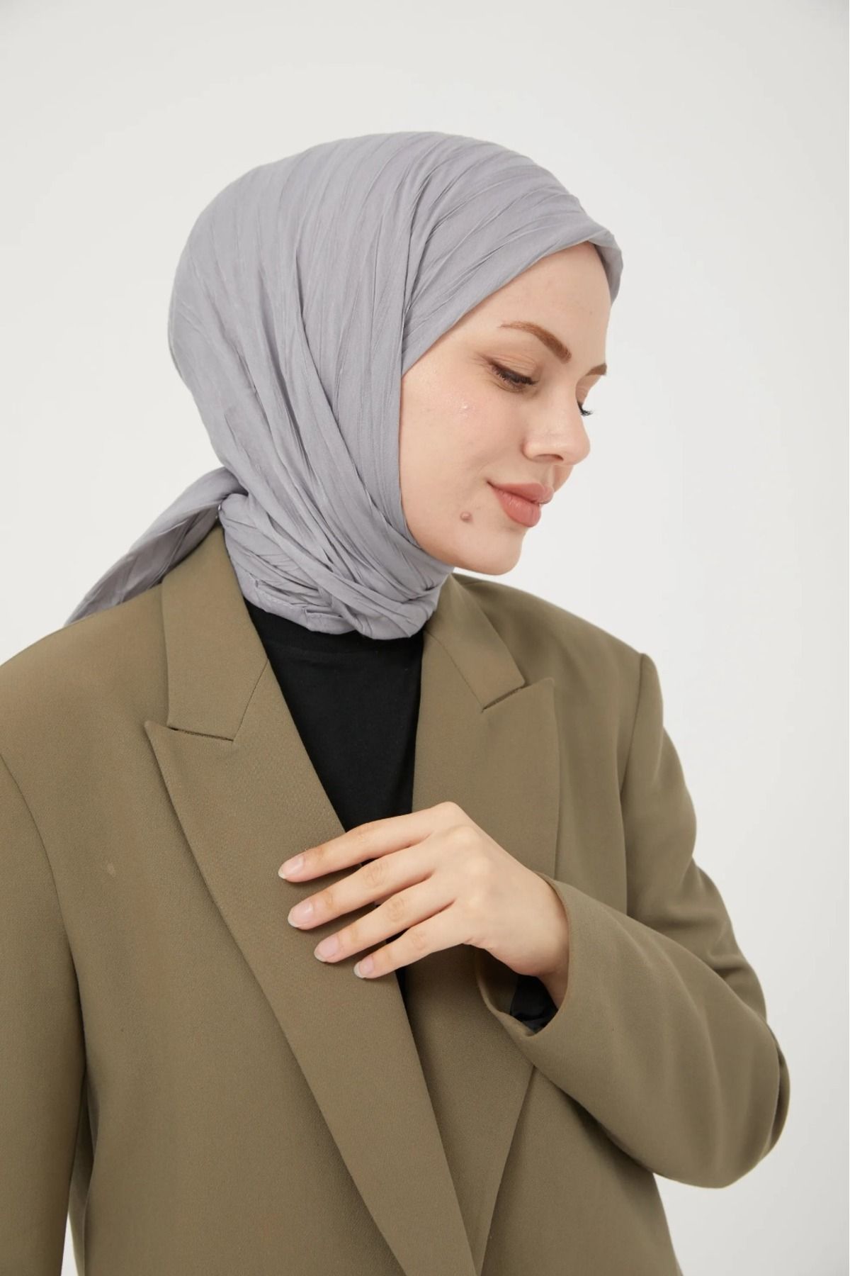 MENESSA Piliseli Bambu Eşarp Gri