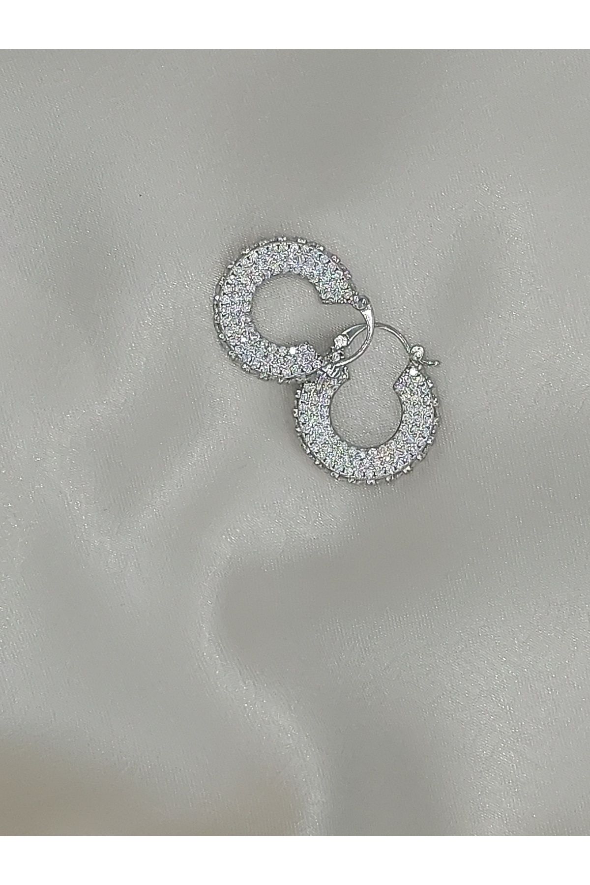 YSX JEWELRY Ysx Zirkon Taşlı Gümüş Halka Çelik Küpe