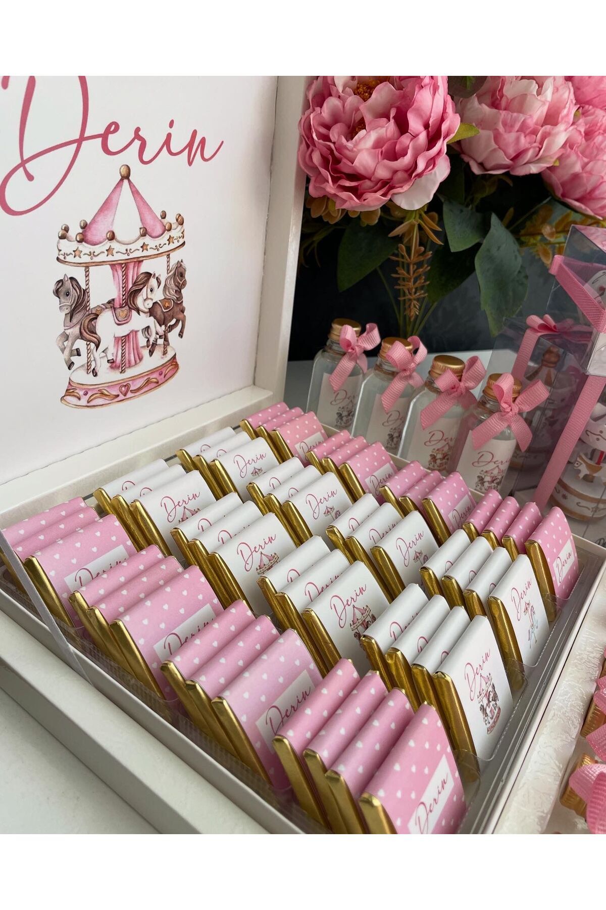 Minemiss Tasarım Isme Özel Tasarımlı Kız-erkek 50 Adet Bebek Çikolatası Ve 25 Adet Kolonya Yaş Günü-hediyelik fotoğrafı 2 (önizleme)