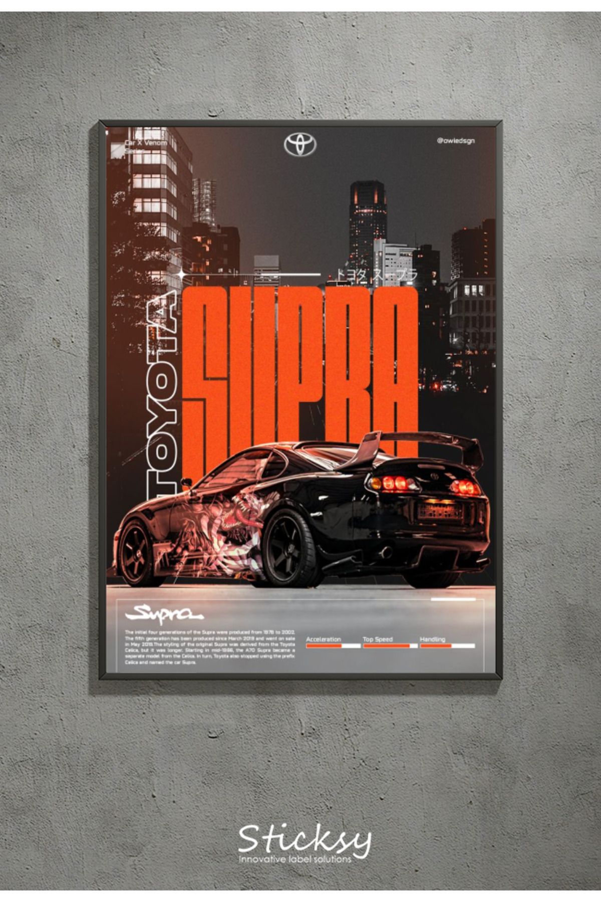 Sticksy Toyota Supra Duvar Posteri , Kalın Kağıt - Araba Posterleri Çerçevesiz