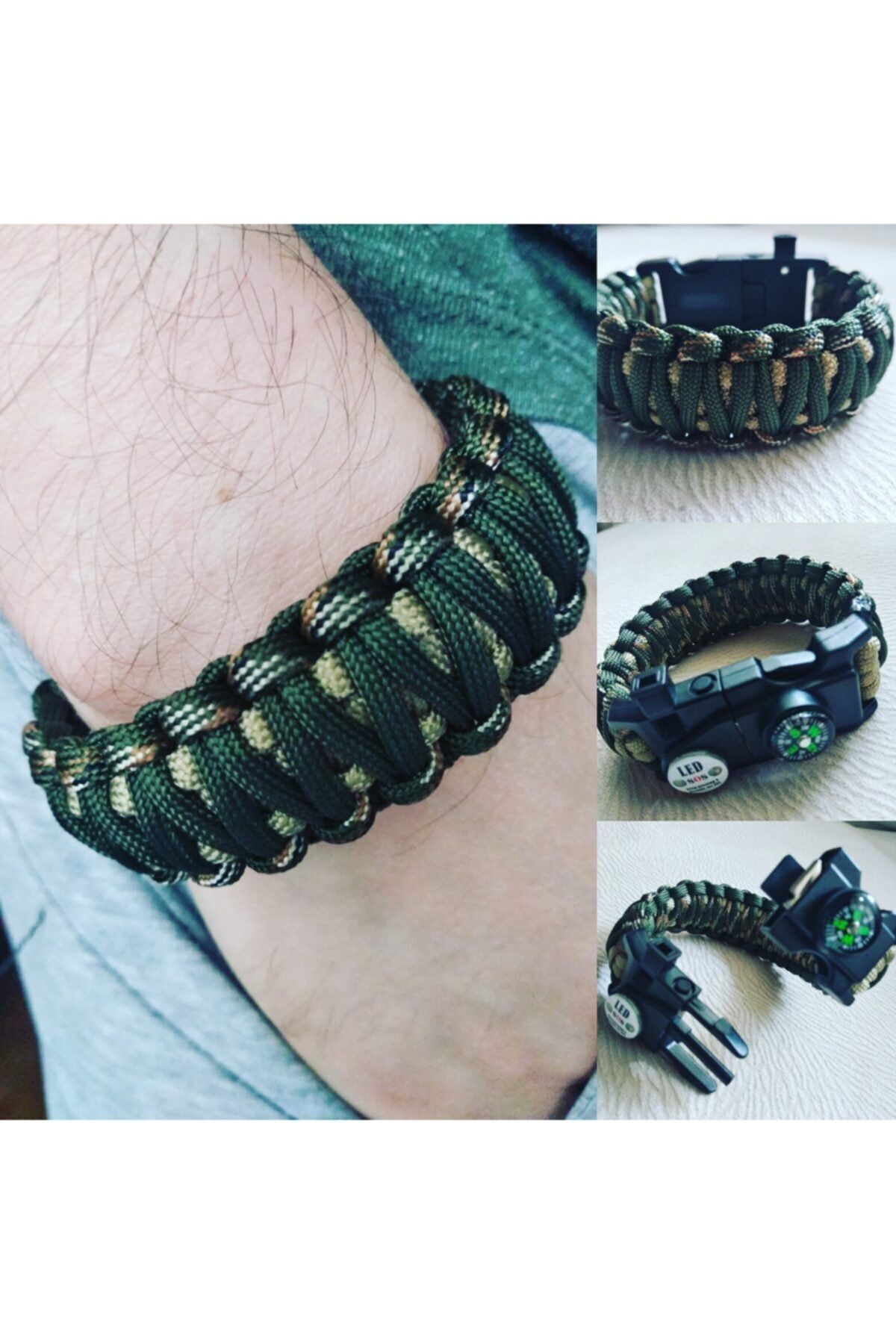 SerenityHaven Paracord Kral Cobra Ledli 20 Özellikli Taktikal Bileklik