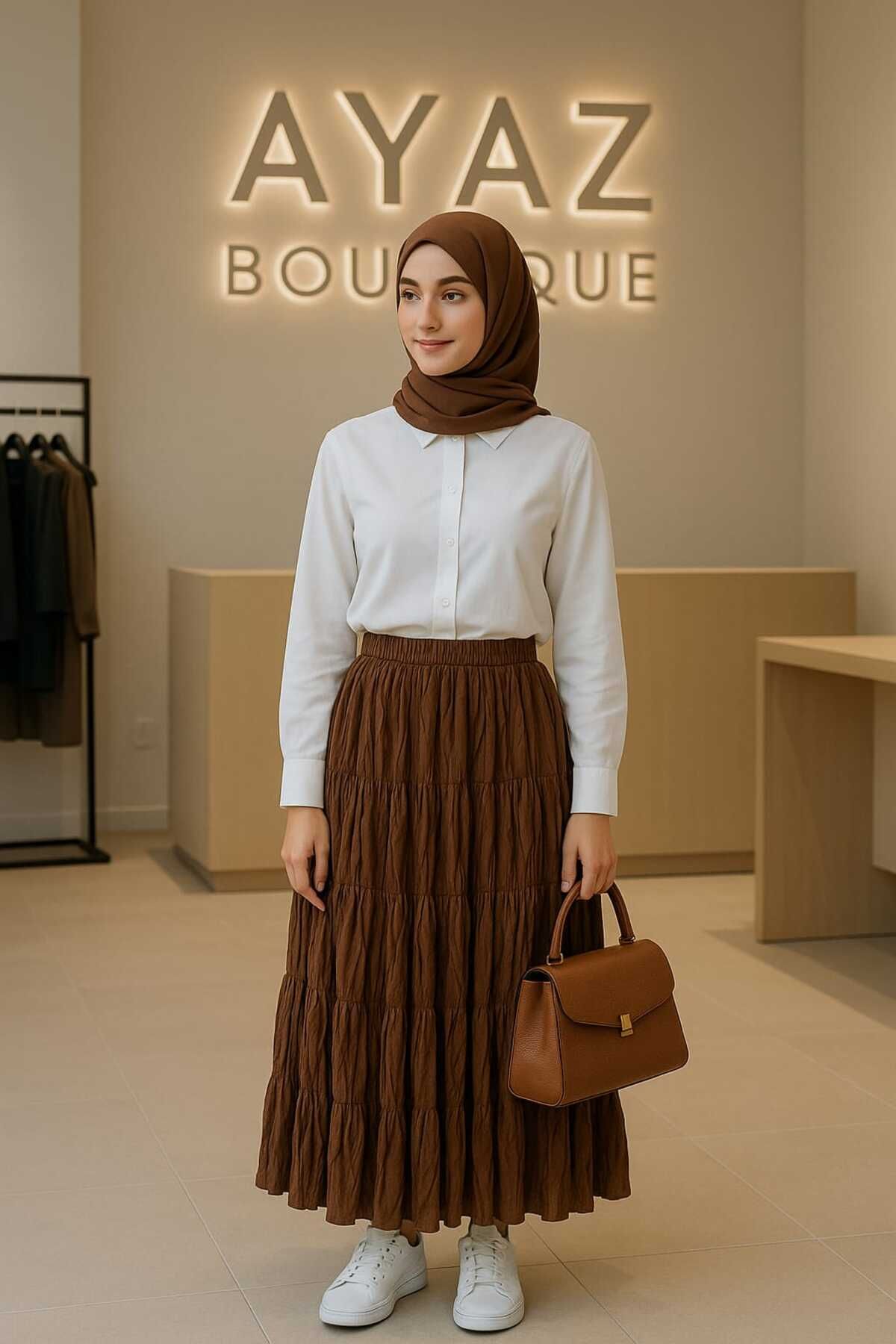 B&C AYAZ BUTİK tesettür kırışık etek