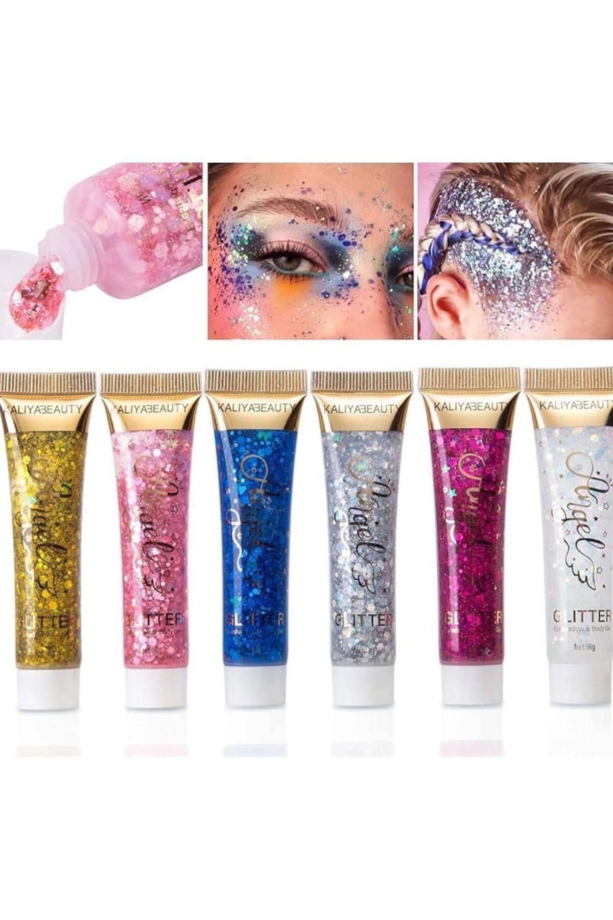 mazhar 6 Renk Simli Jel – Yüz & Saç İçin Glitter Gel
