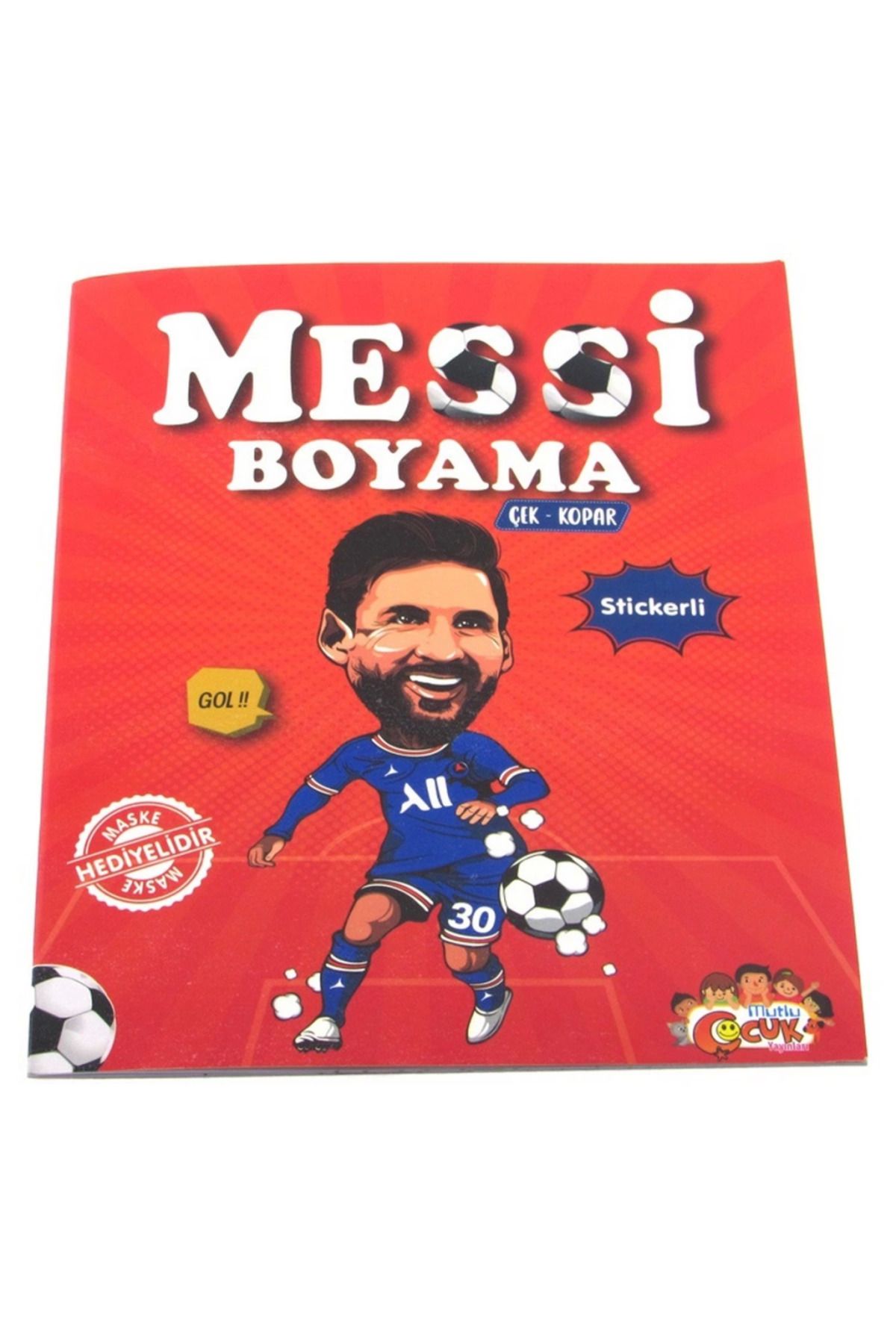 MR RZN STORE Messi Çıkartmalı Maskeli Boyama Kitabı