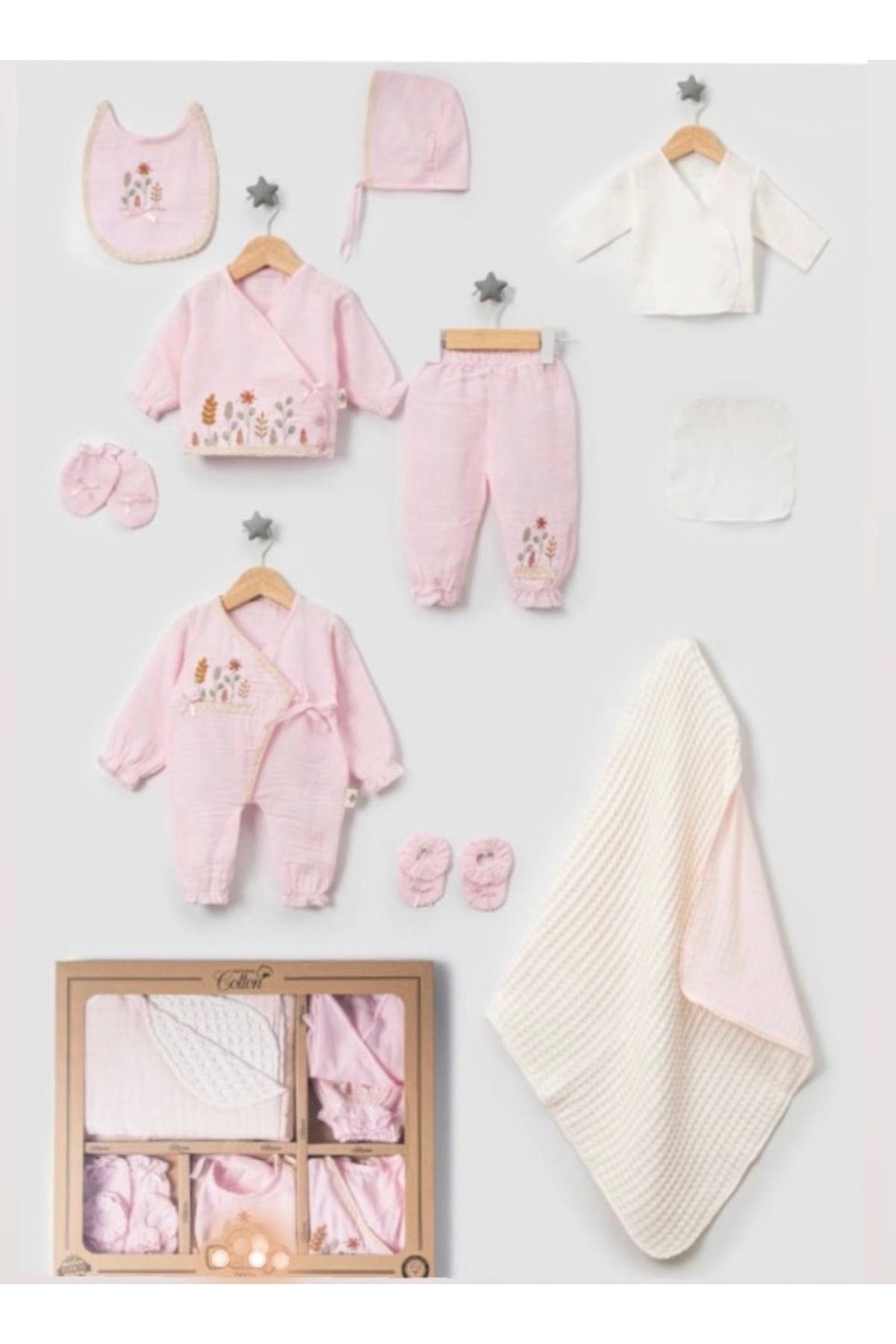 Bebly Kids Kız bebek organik müslin hastane çıkışı 10 lı