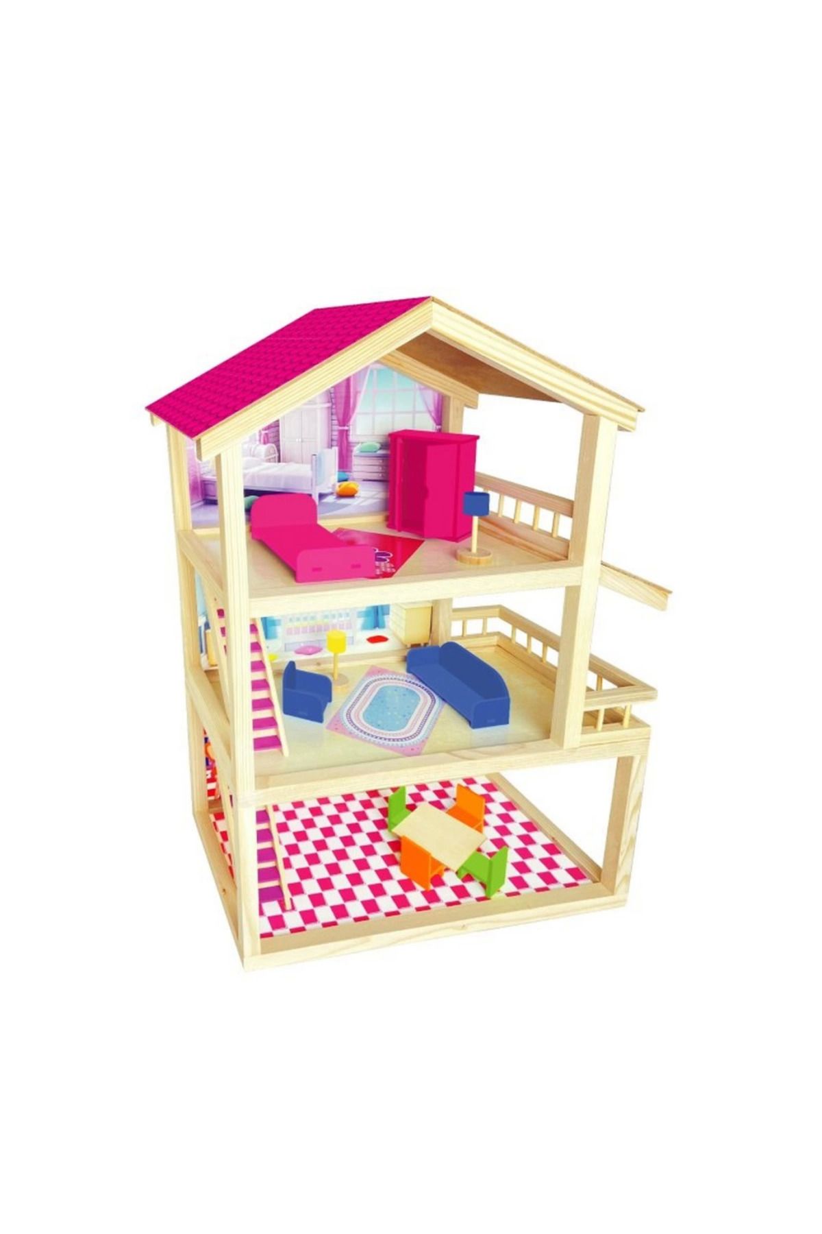 MR RZN STORE Oyuncak Ahşap Ev Seti