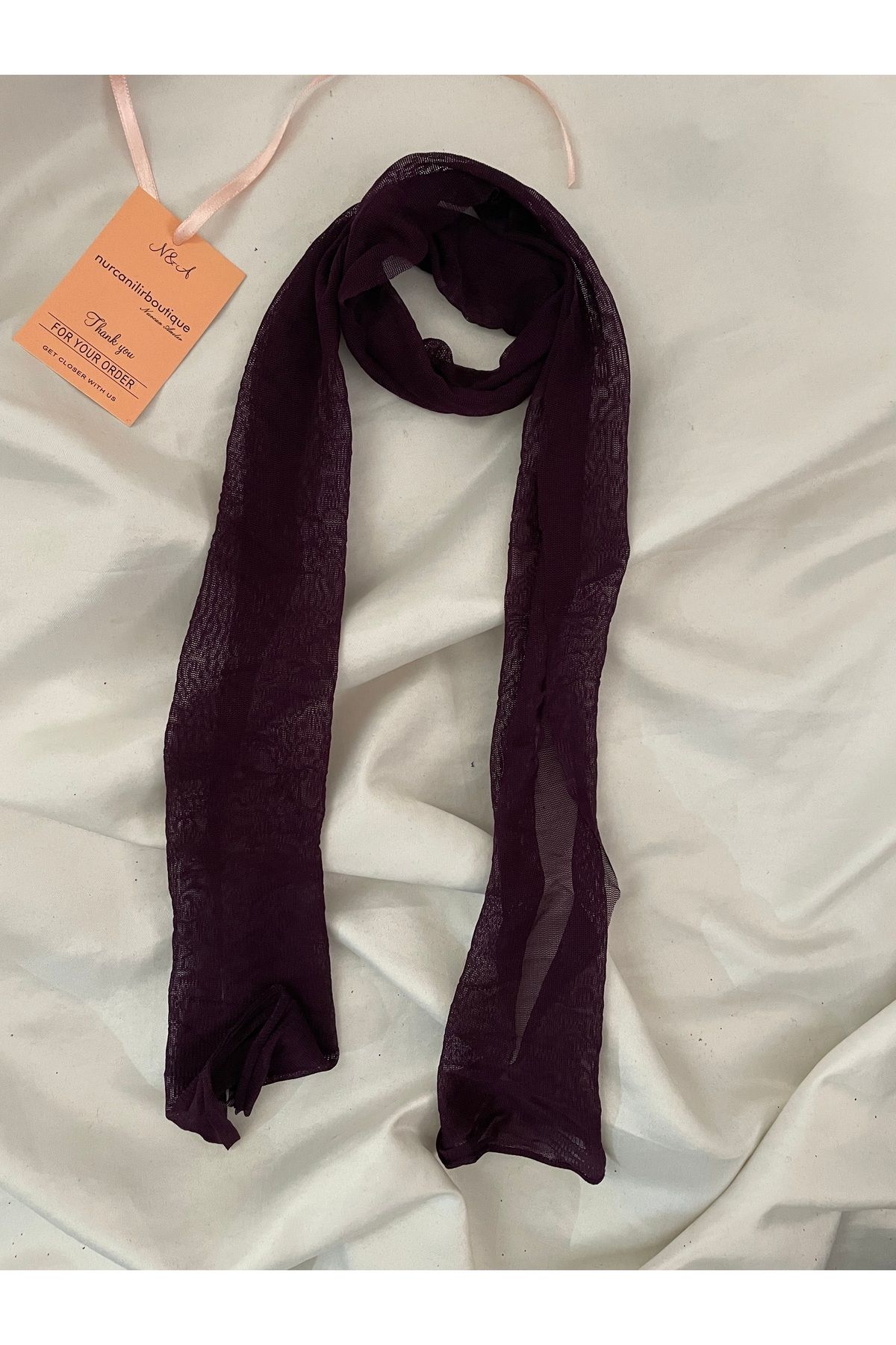 Nurcanilirboutique Koyu mürdüm tül fular