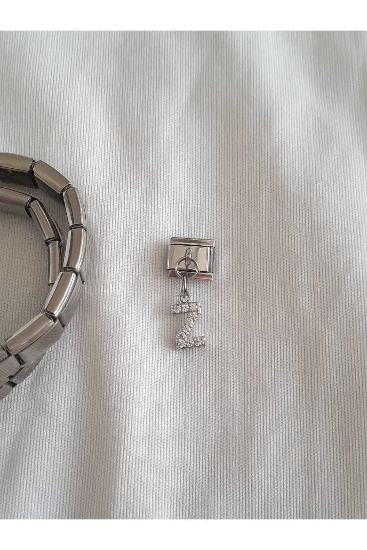 bijoux uniques Çelik Z Harfli Zirkon Taşlı İtalyan Charm