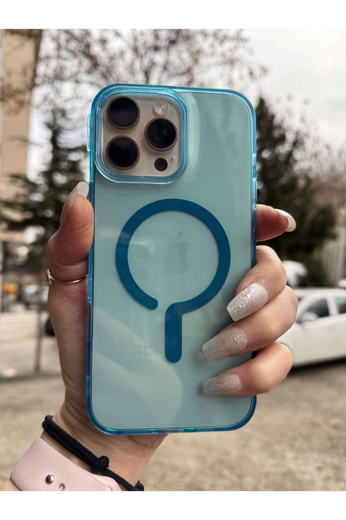 DÜNYA AKSESUAR iPhone 11 pro max uyumlu renkli şeffaf megsafe şarj tam koruma sert silikon kılıf