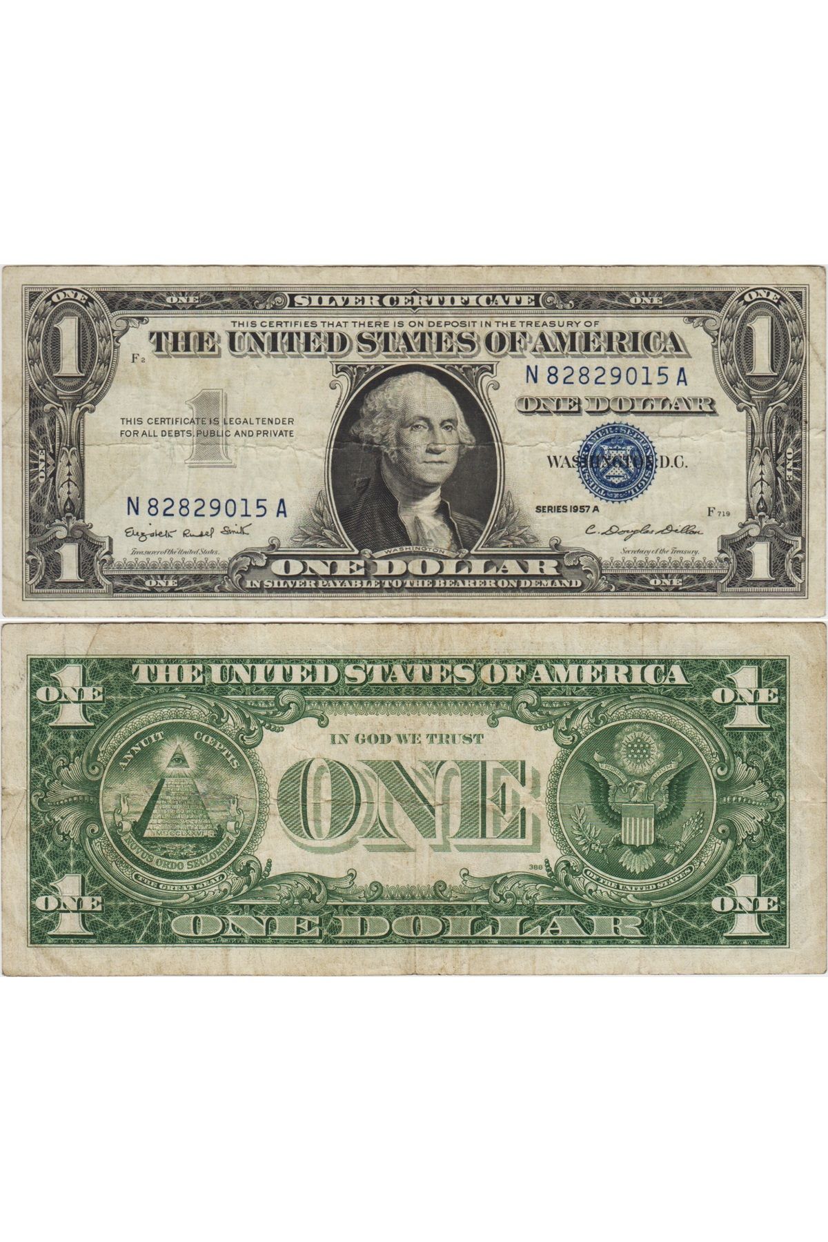 Banknoting AMERİKA BİRLEŞİK DEVLETLERİ 1 DOLAR 1957 A MAVİ MÜHÜR-GÜMÜŞ SERTİFİKA ÇOK TEMİZ KONDİSYON.