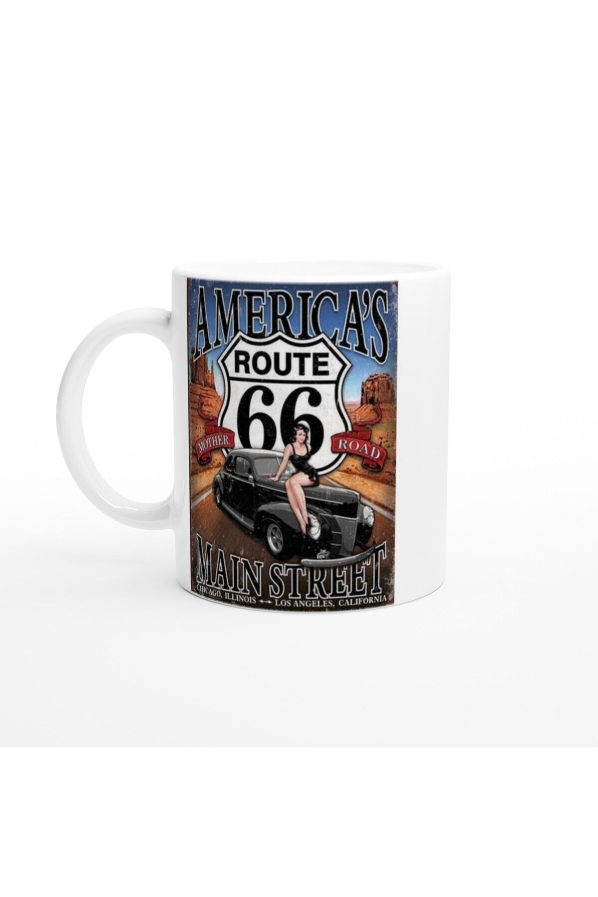 DERWARDEIN Route 66 Retro Pin-Up Kupa Bardak (2)