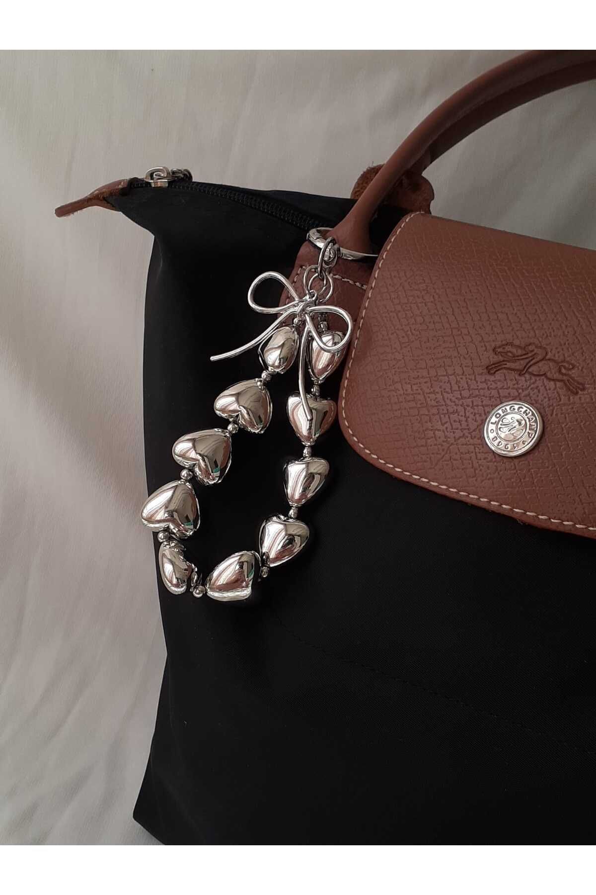 bijoux uniques Fiyonklu&Kalpli Çanta Charmı