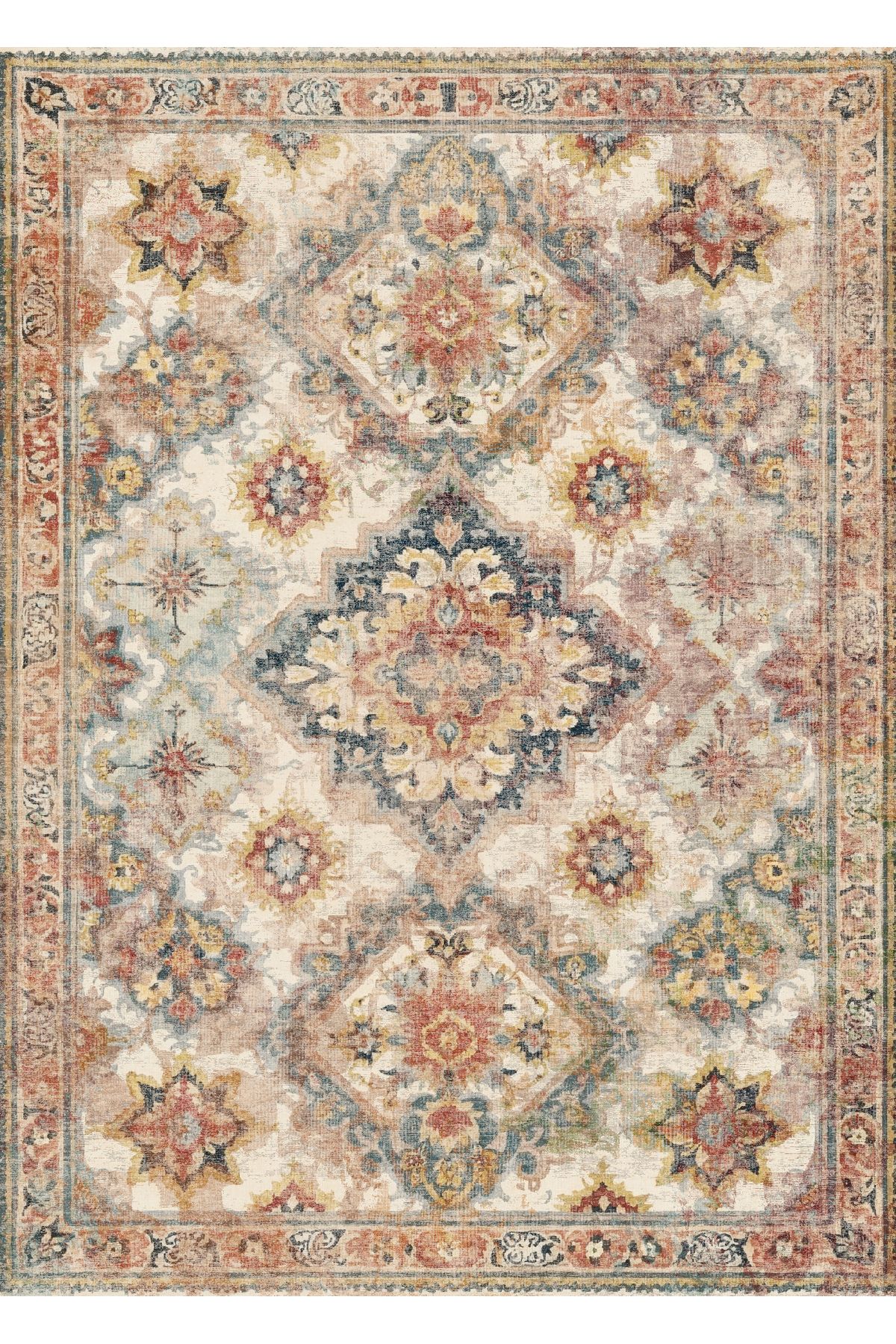 MUN HOME modern Desenli Turuncu/taba Vintage Dokuma Taban Dijital Baskılı Halı