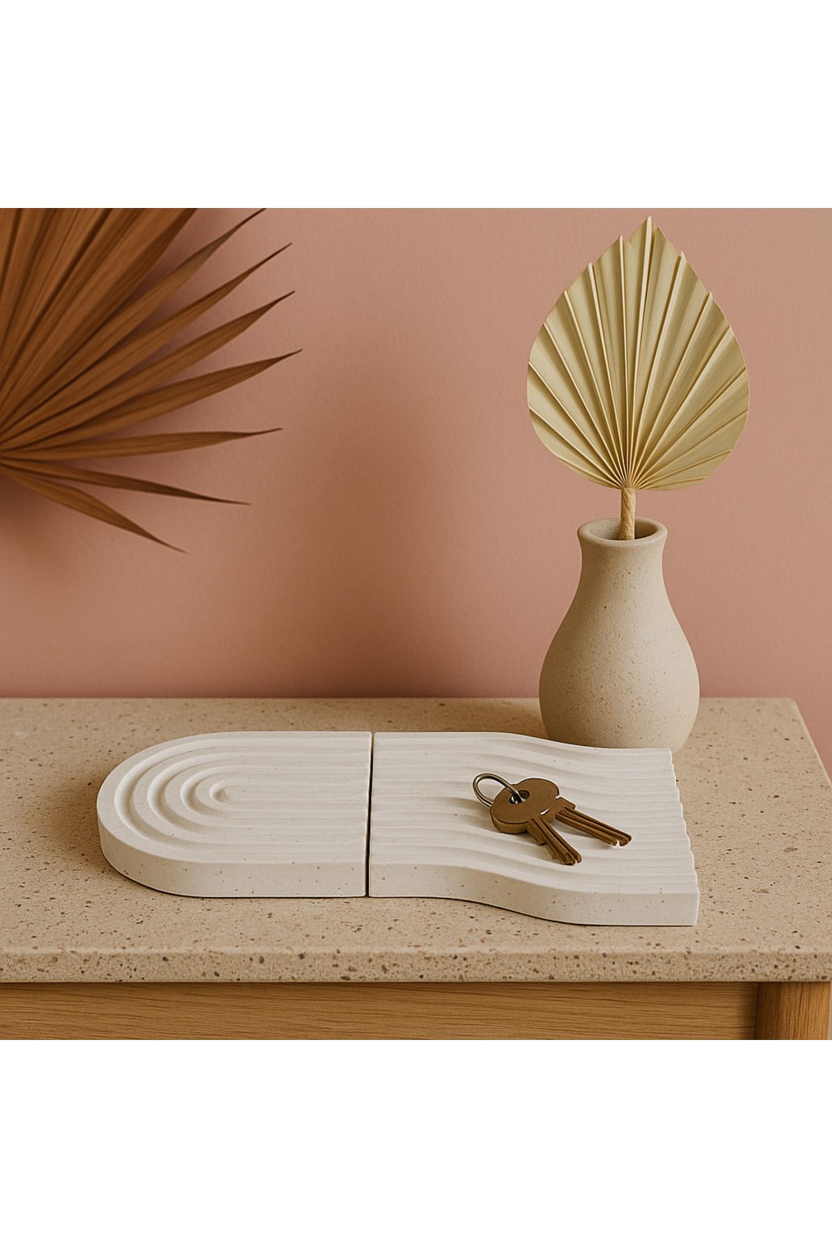 Ecomuse Home Beton Puzzle Mini Tabak Seti – Dekoratif Ev Masa Aksesuarı