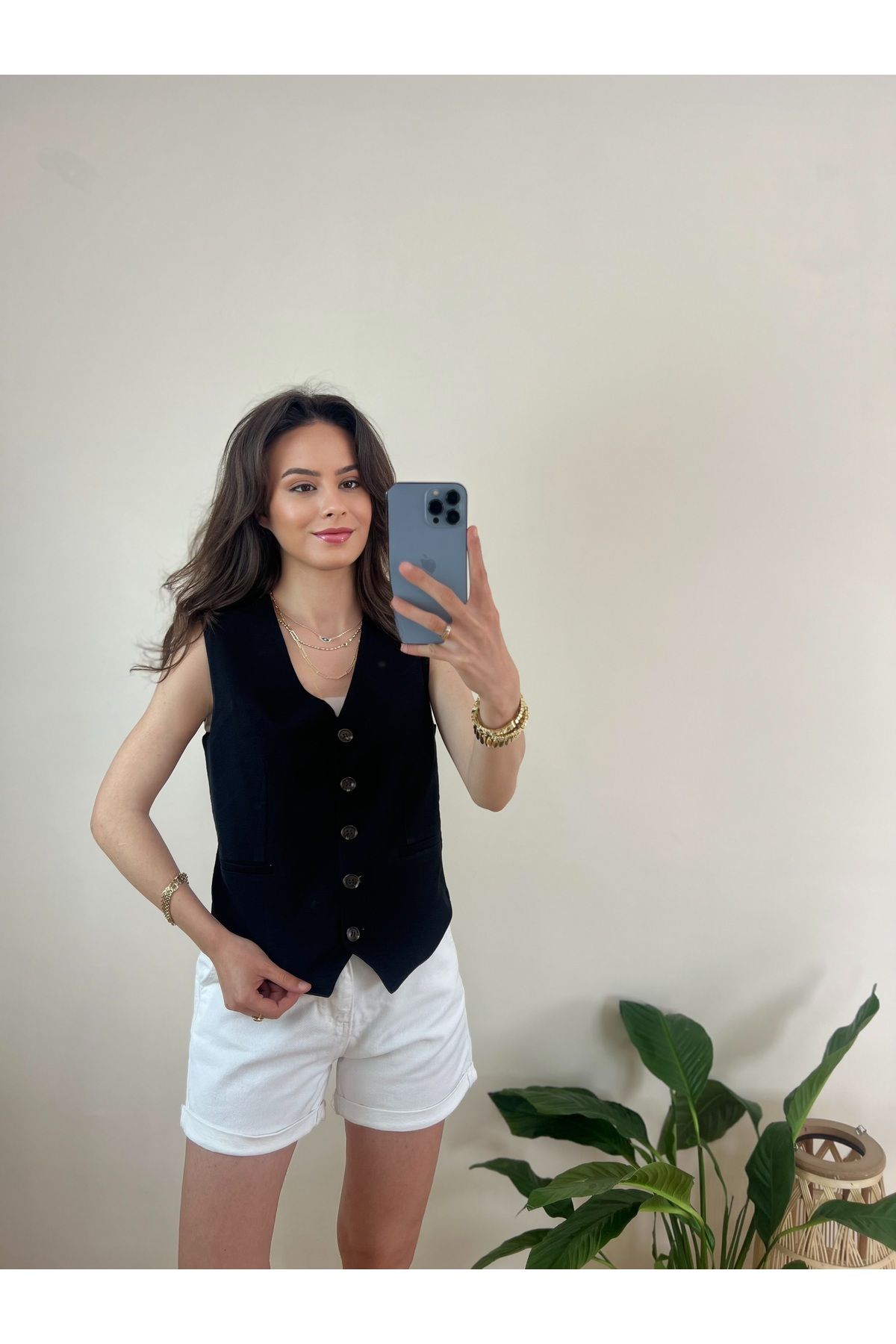 By Hanife Beyazateş KADIN PREMİUM DÜĞMELİ YELEK