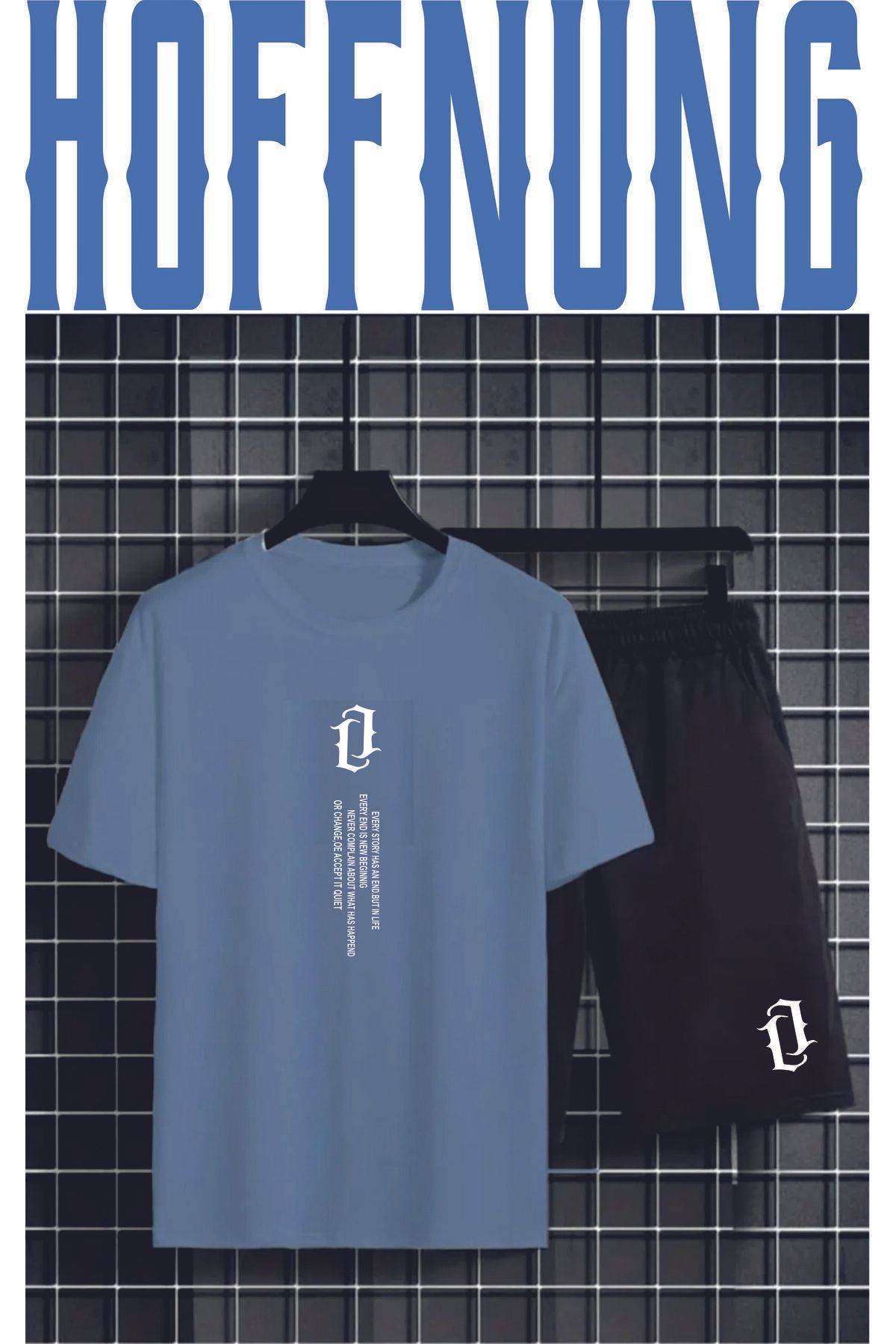 HOFFNUNG Full Shorts Aşk Mektubu Dık Baskılı Hoffnun G Tshirt
