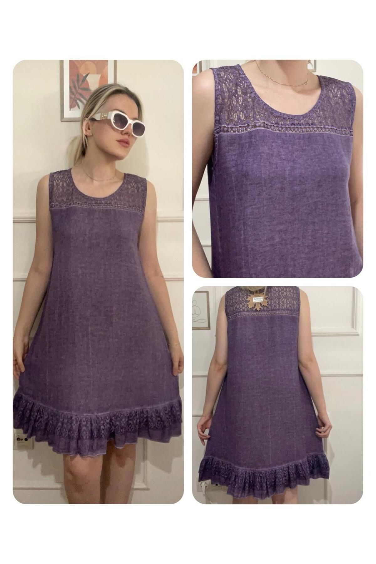 anne moda ankara Üstün Kalite, Kalın Askılı, Dantel Detaylı,%100 Pamuklu, Elbise
