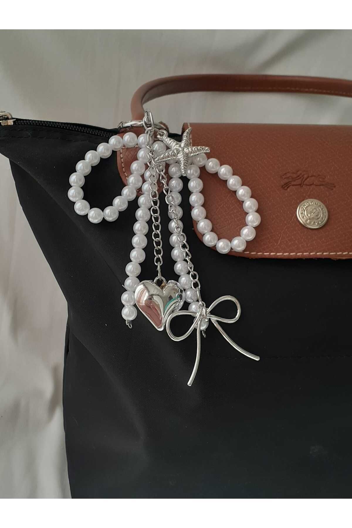 bijoux uniques Fiyonklu&Kalpli&Deniz Yıldızlı Çanta Charmı