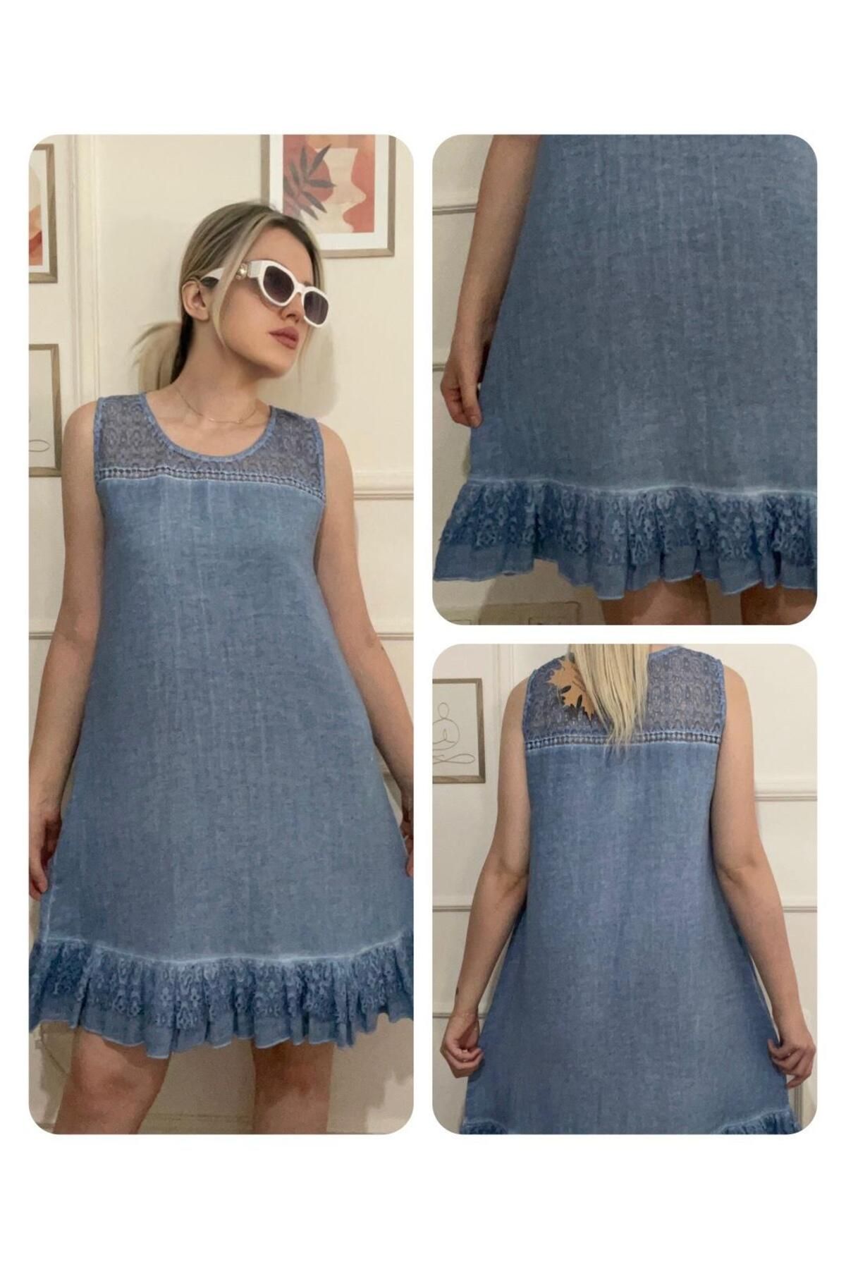 anne moda ankara Üstün Kalite, Kalın Askılı, Dantel Detaylı,%100 Pamuklu, Elbise