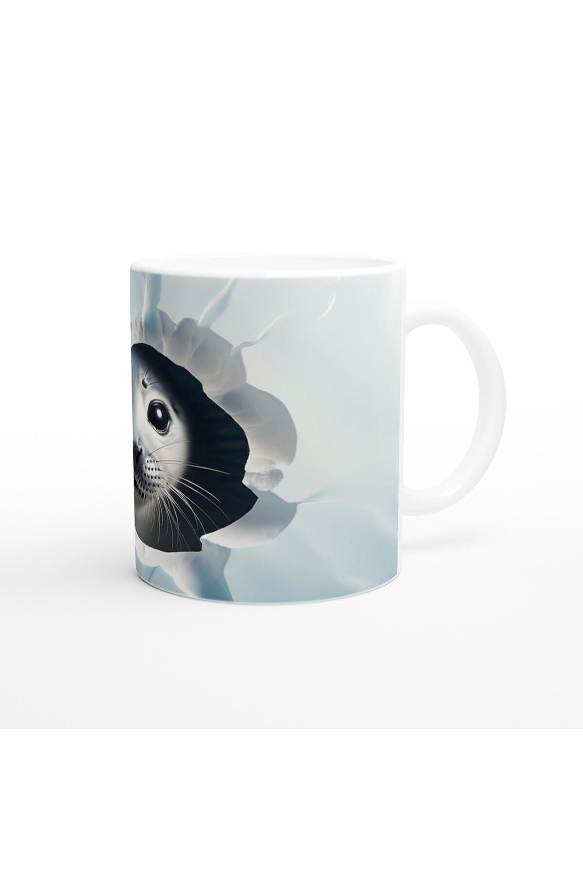 MESCHAIN-Cute Seal Cub Looking at the Frosted Ground Printed Mug 3